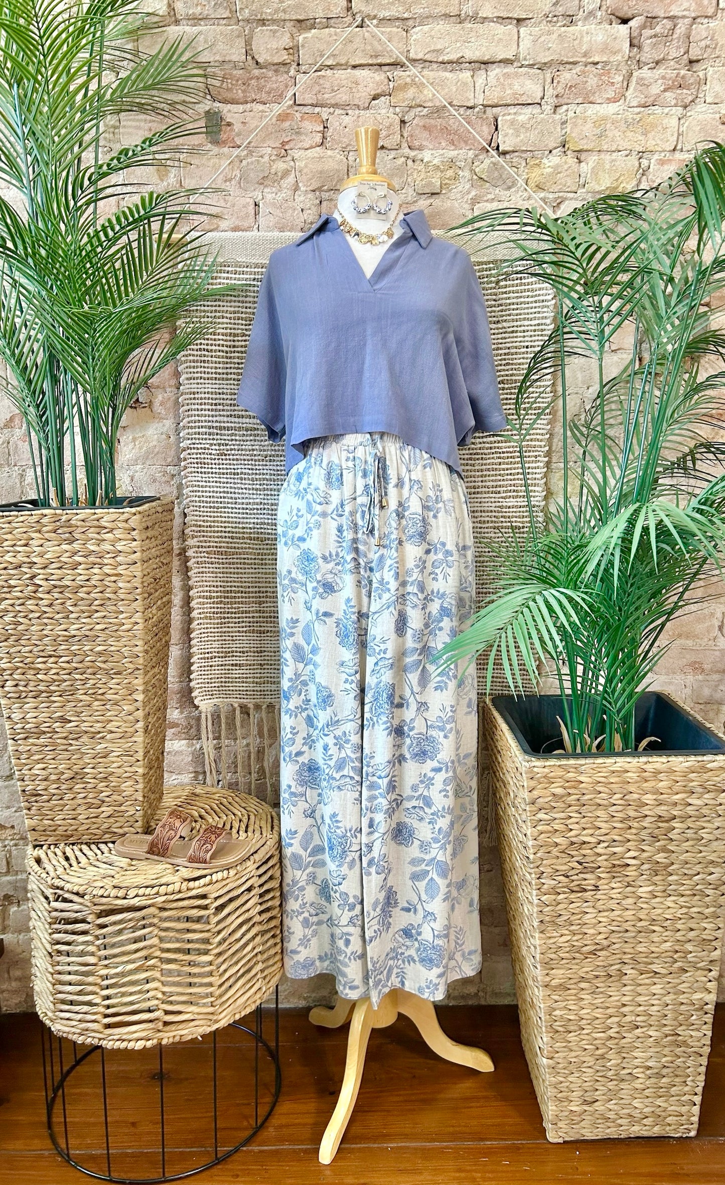 Waterfront Blue Linen Blouse