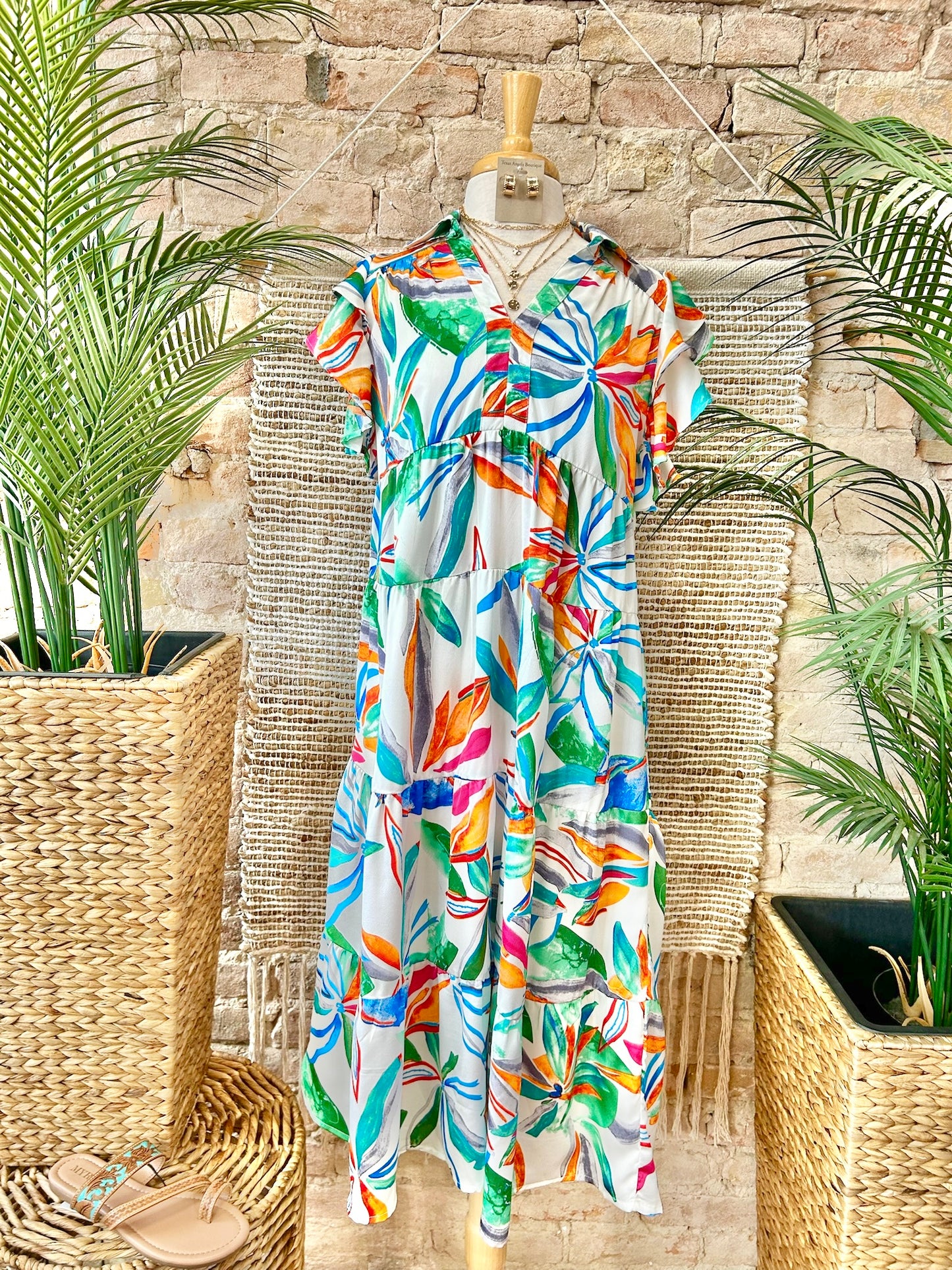 Tropic Like It's Hot Ivory Tropical Print Mid Maxi