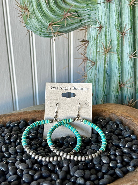 Turquoise Beaded Hoops