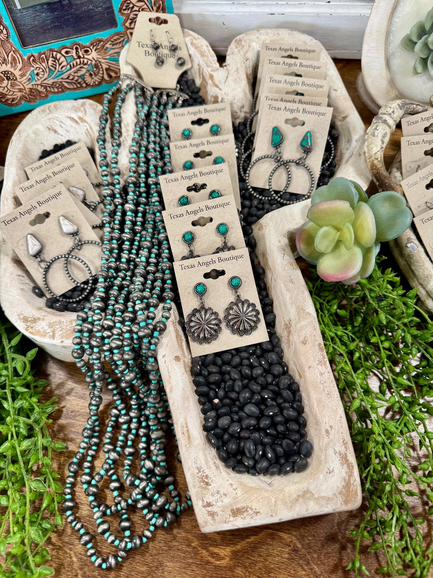 Silver Flower Concho Earrings