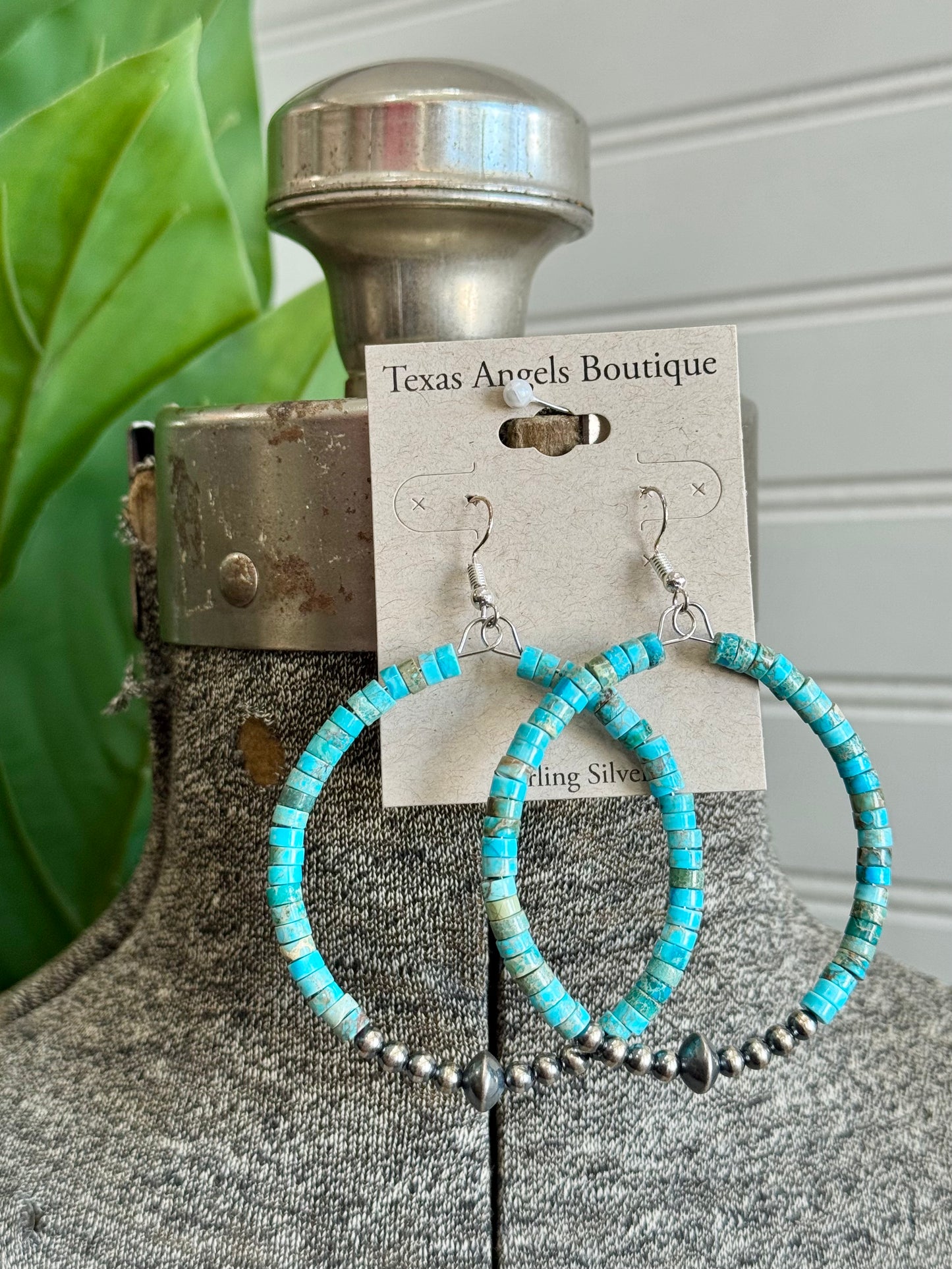 Sterling Silver Navajo Pearls & Kingman Turquoise Earrings