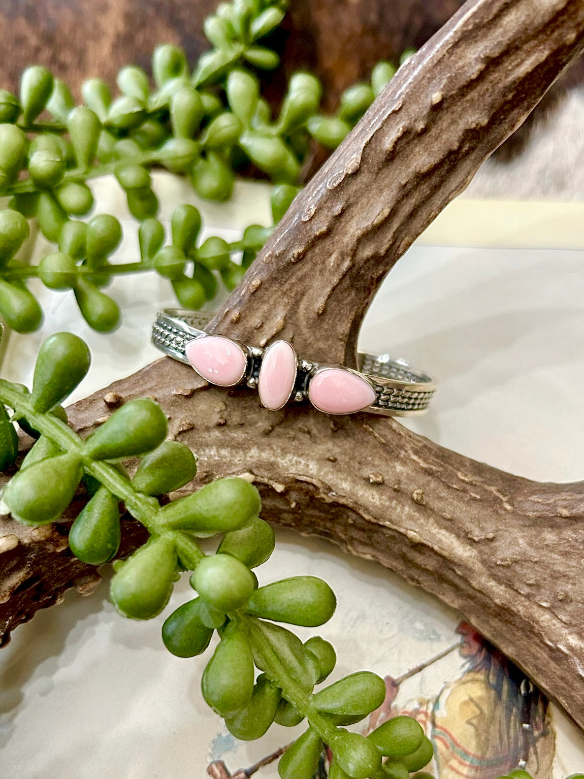 Sterling Silver Pink Conch Cuff