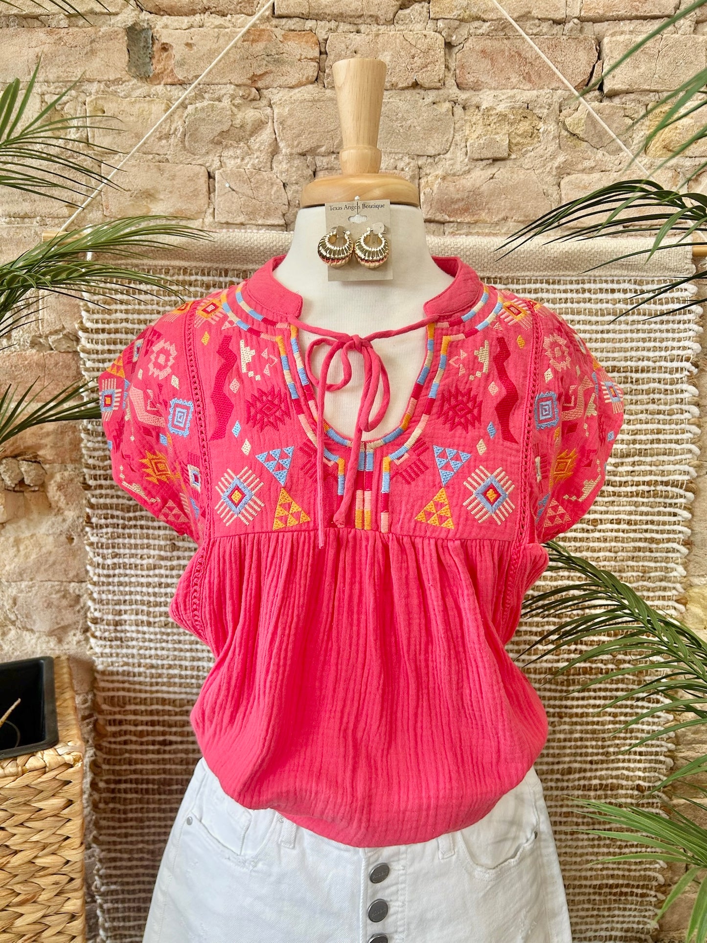 Strawberry Wine Embroidered Blouse