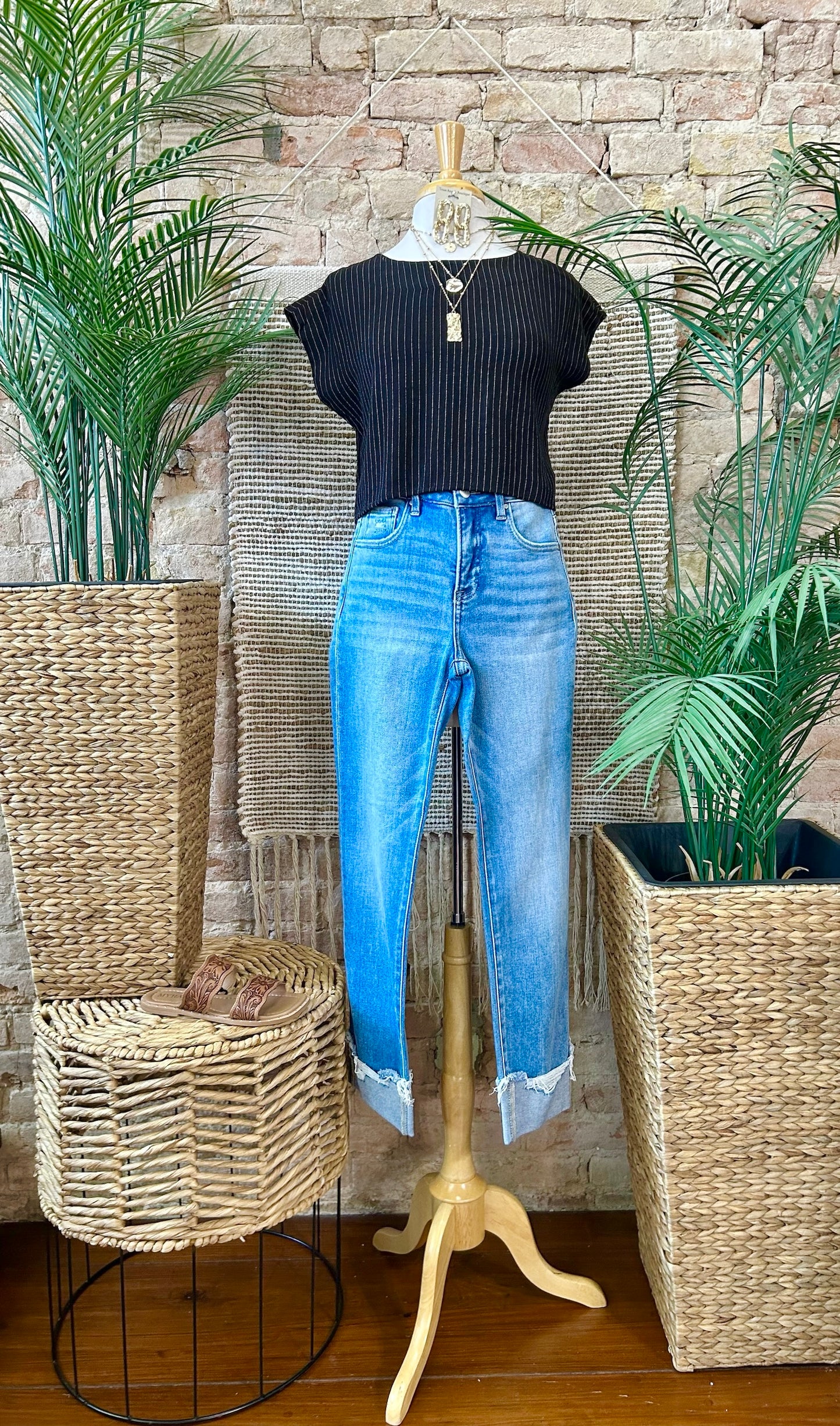 50% Off - On Lake Time Black Linen Top