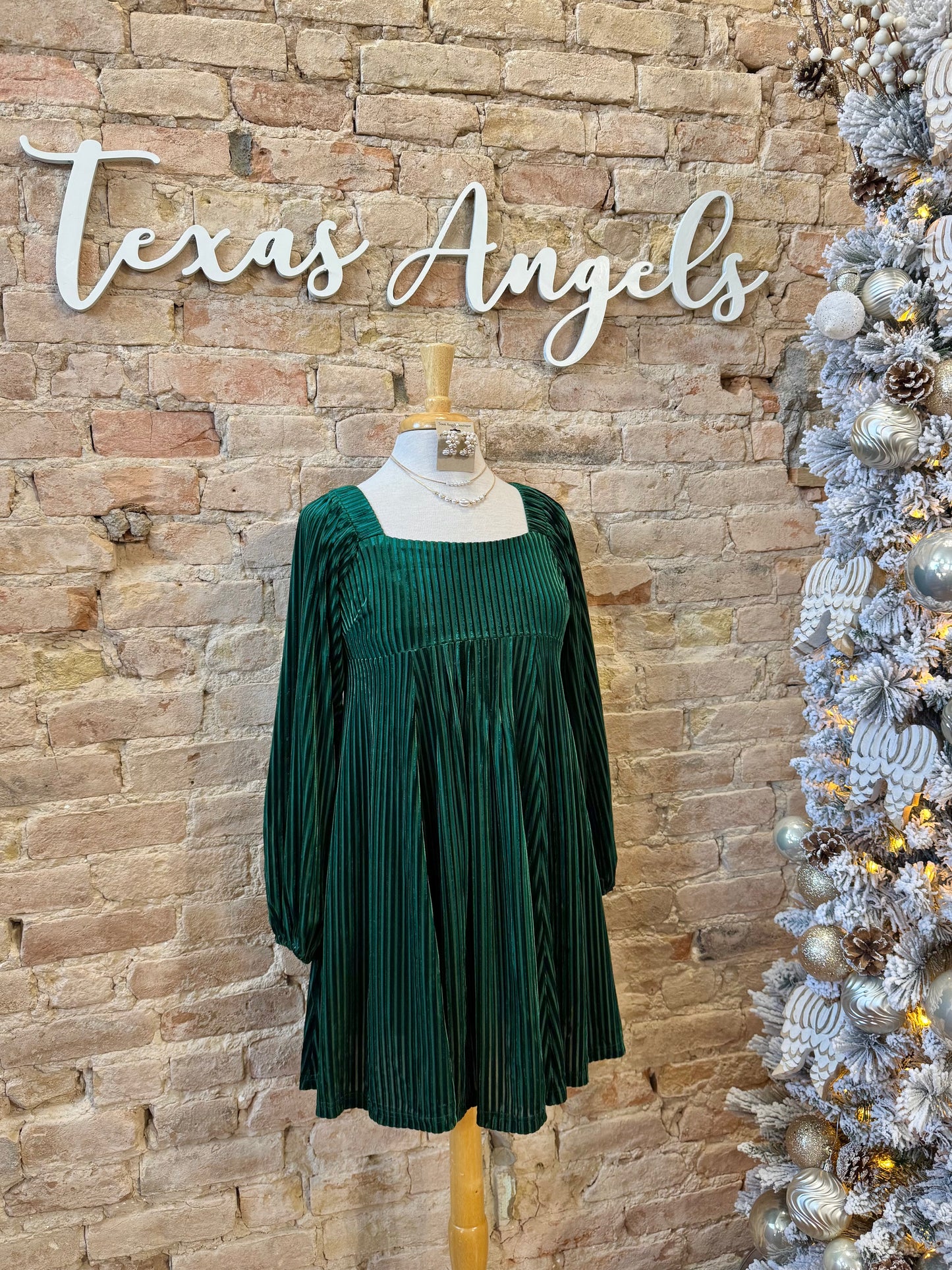 50% Off - All I Want For Christmas Is You Green Velvet Dress