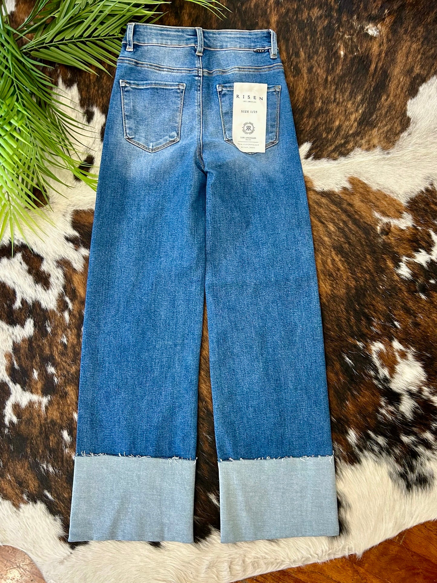 Count Your Blessings Cuffed Wide Leg Risen Jeans