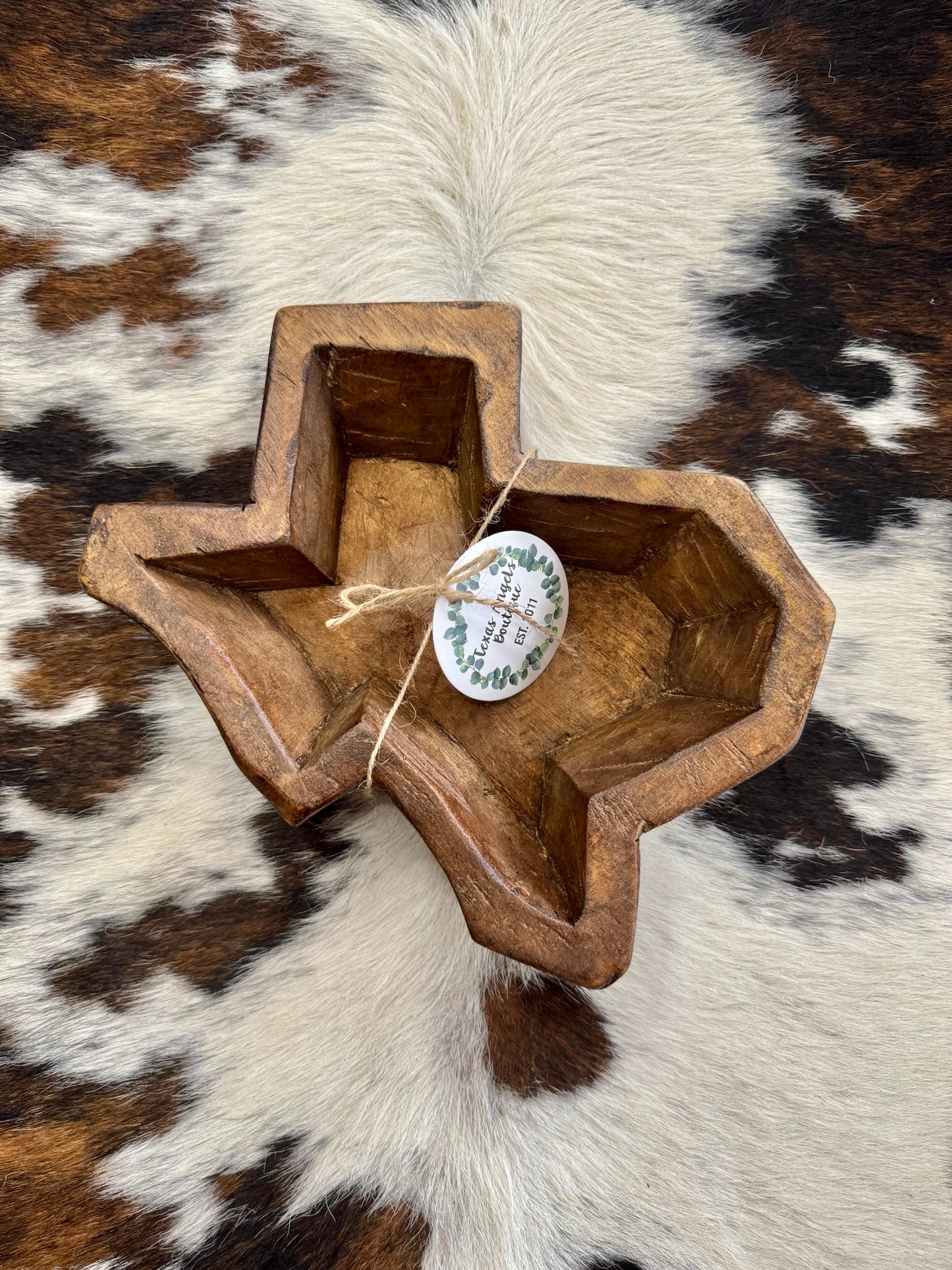 Brown Wooden Texas State Bowl