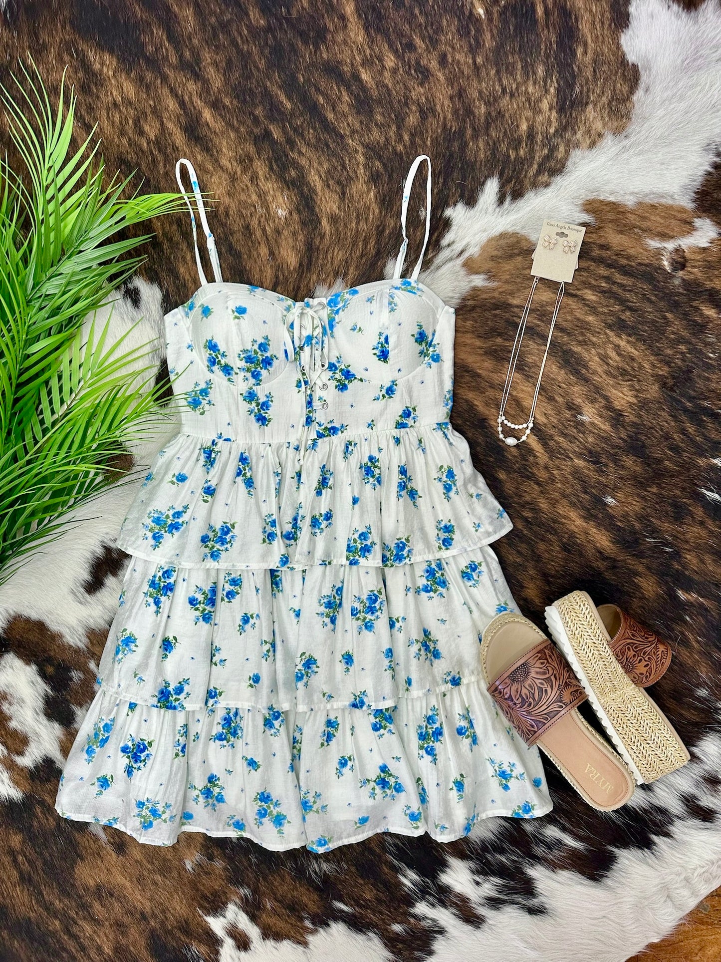 Barefoot On A Boat Blue Floral Dress