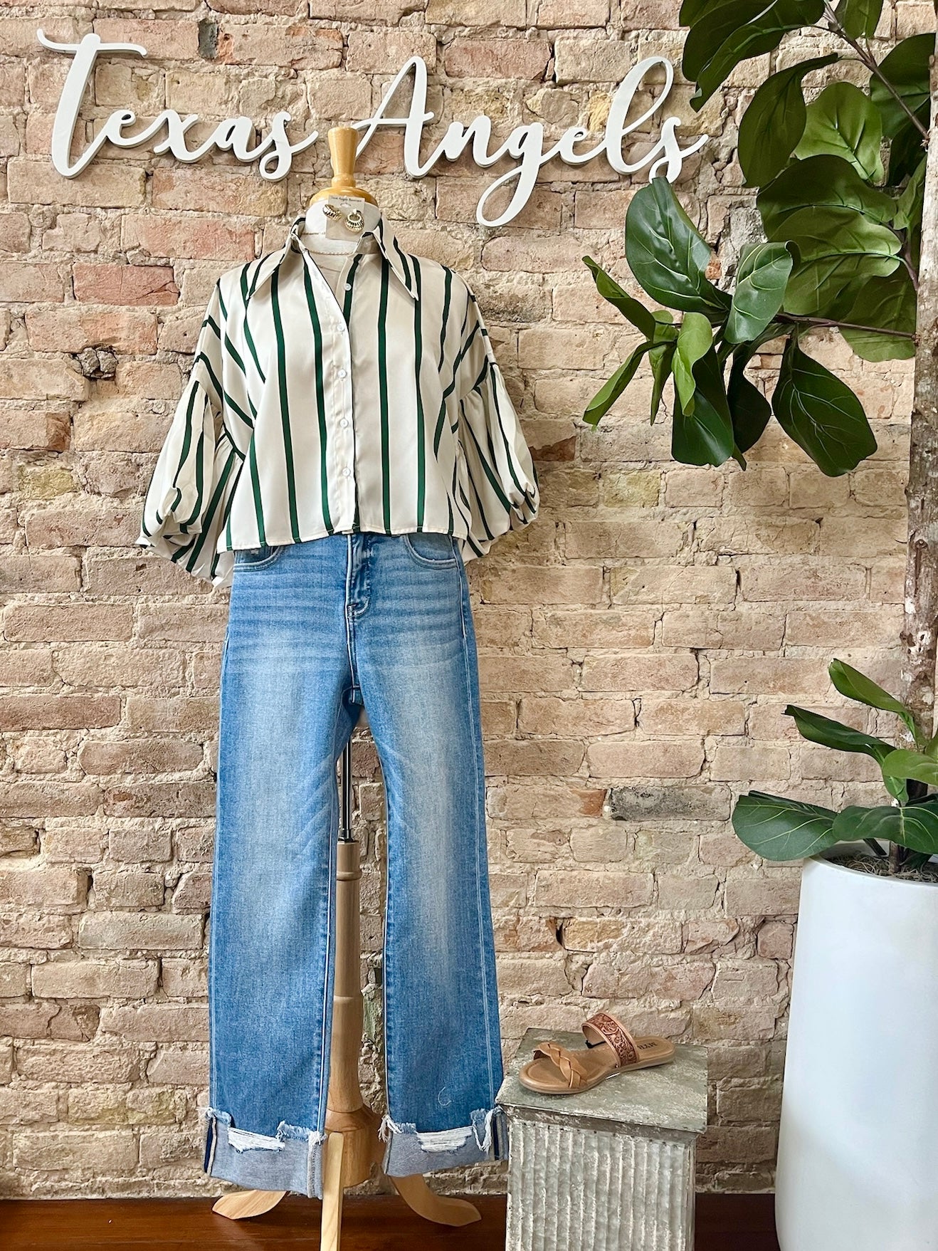 A Sweet Surprise Green Striped Satin Blouse