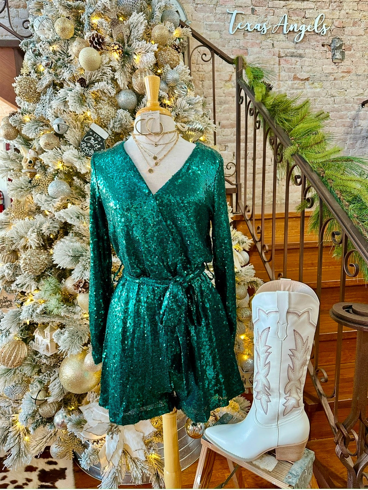 60% Off - Glowing In Green Sequin Romper