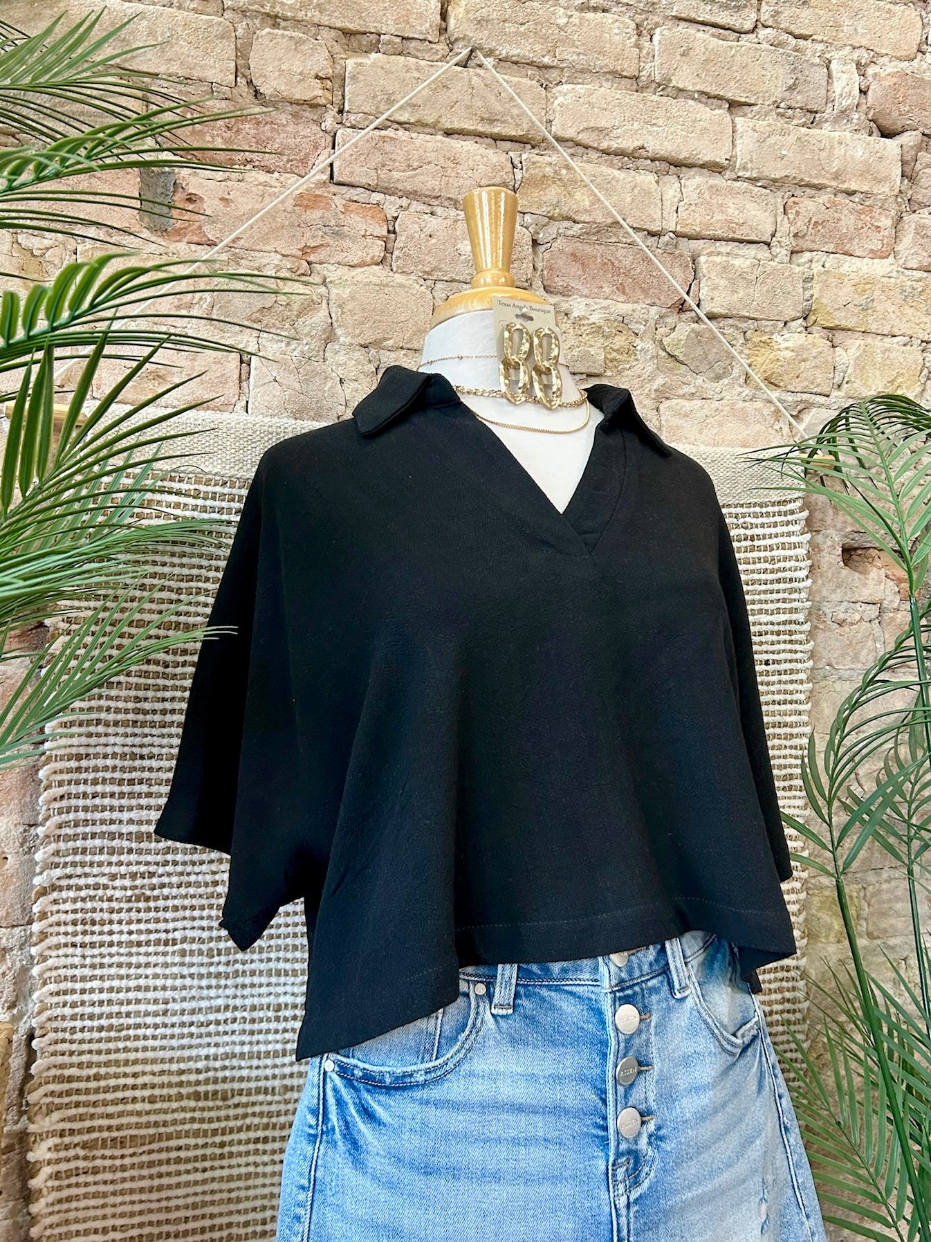 Waterfront Black Linen Blouse