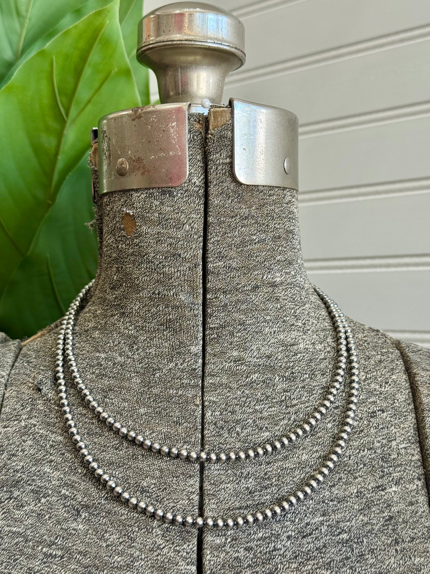 4MM Sterling Silver Navajo Pearls Necklace