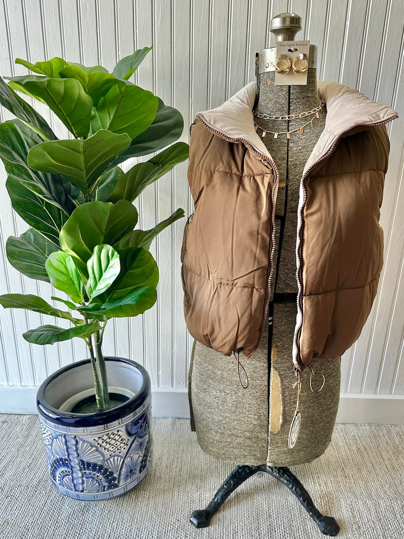 40% Off - Don't Play Around Brown Reversible Puffer Vest