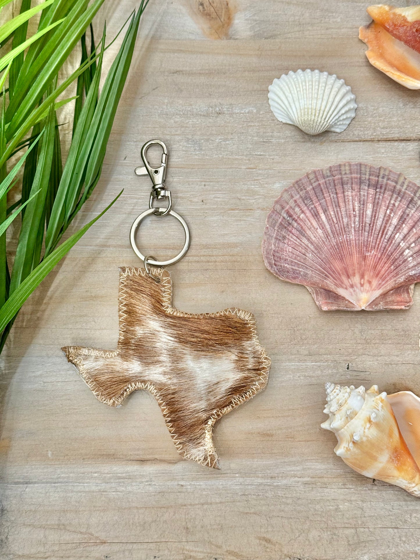 Texas Cowhide Keychain