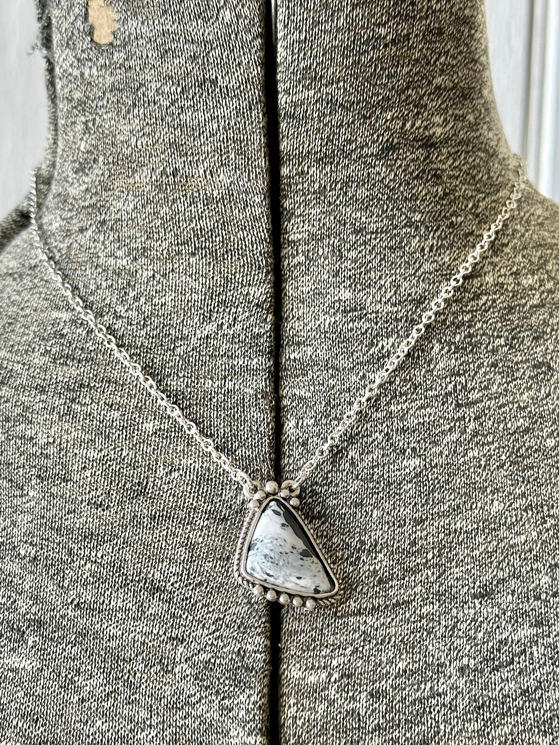 White Stone Pendant Necklace