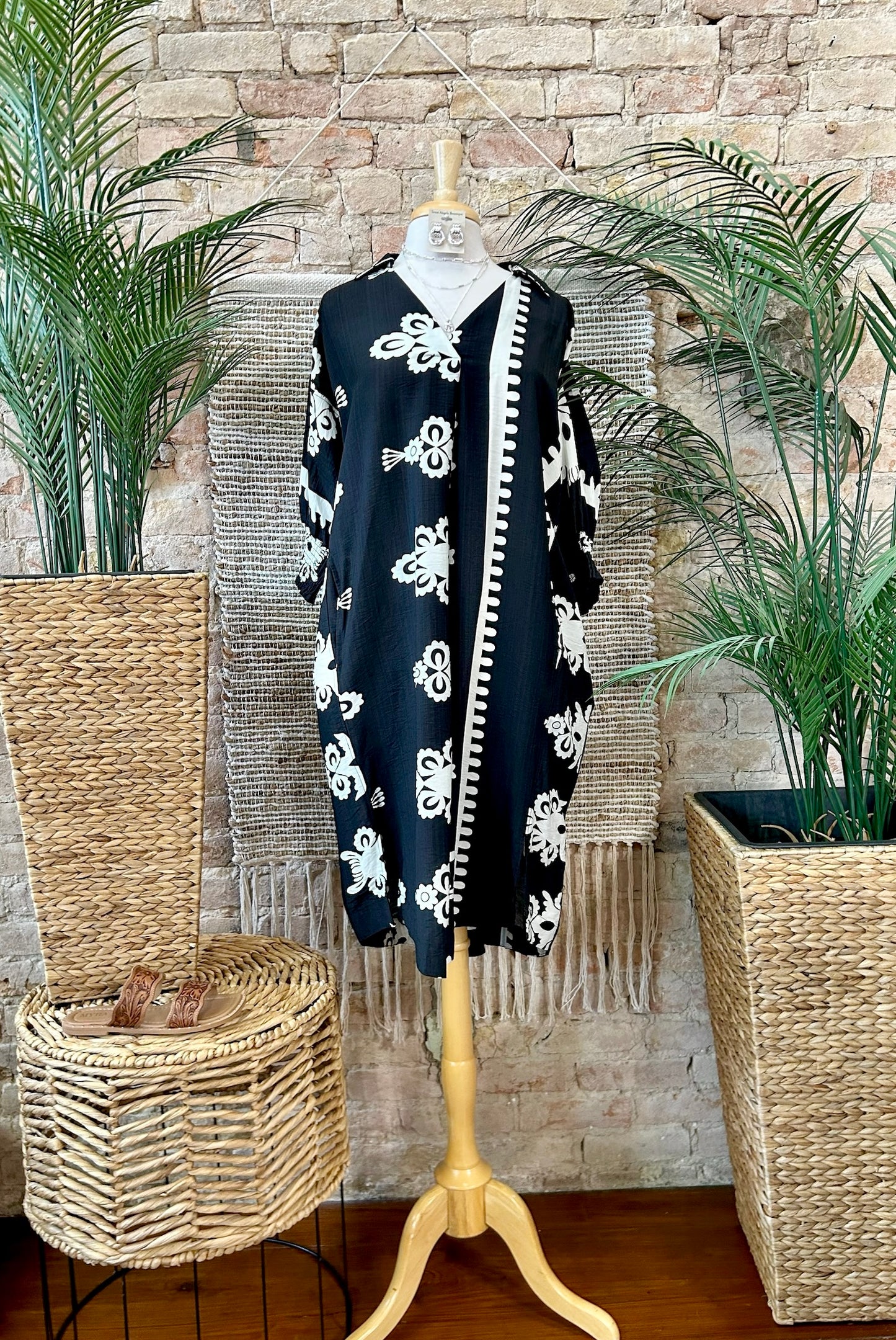 40% Off - At Your Pace Black Boho Print Dress