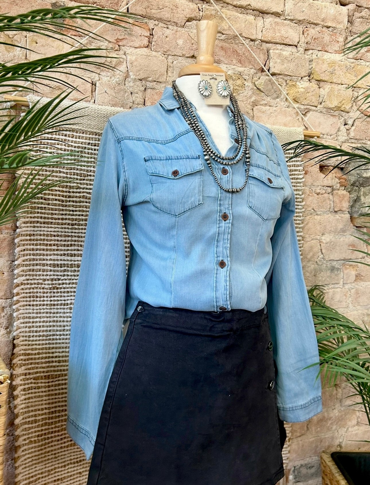 Desert Dreamin' Light Wash Chambray Denim Top