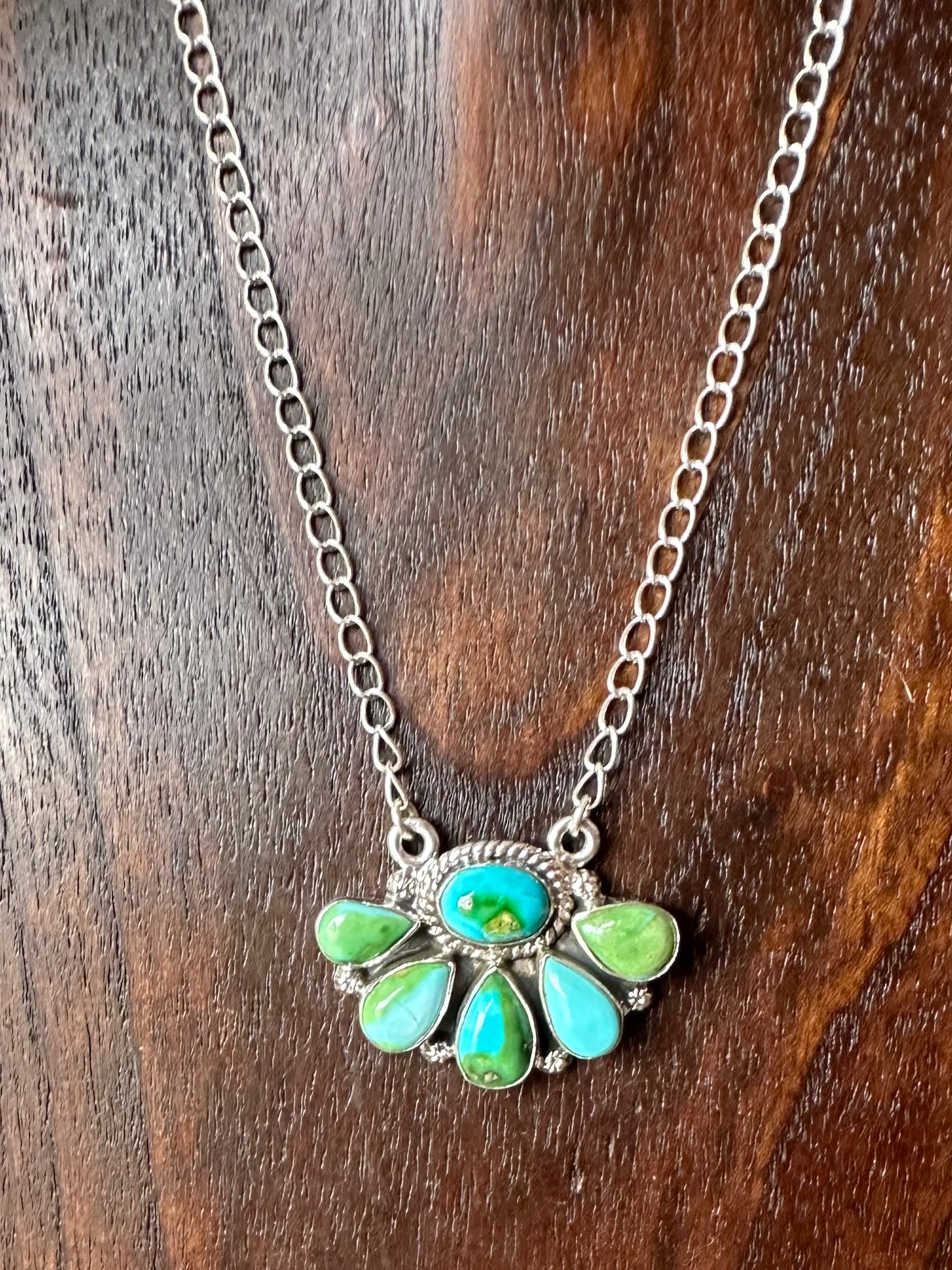 Sterling Silver & Genuine Turquoise Necklace
