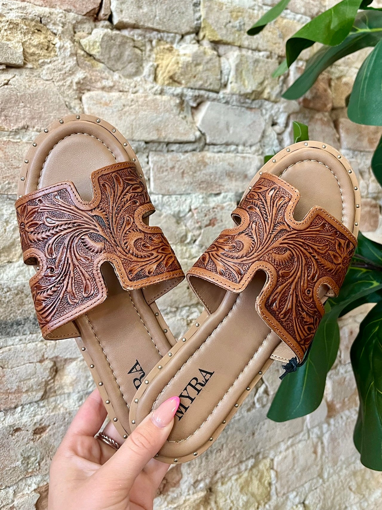 MYRA Tooled Leather Sandals