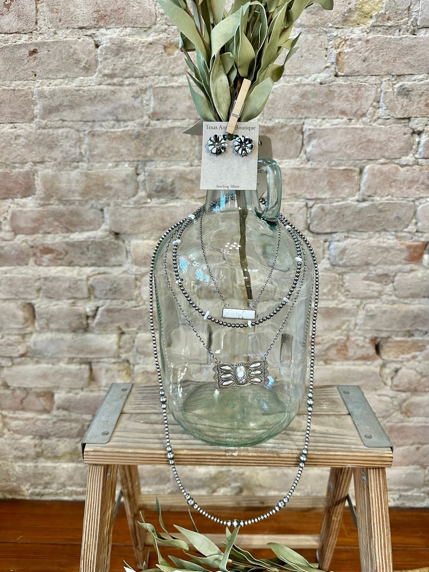 Sterling Silver White Buffalo Bar Necklace