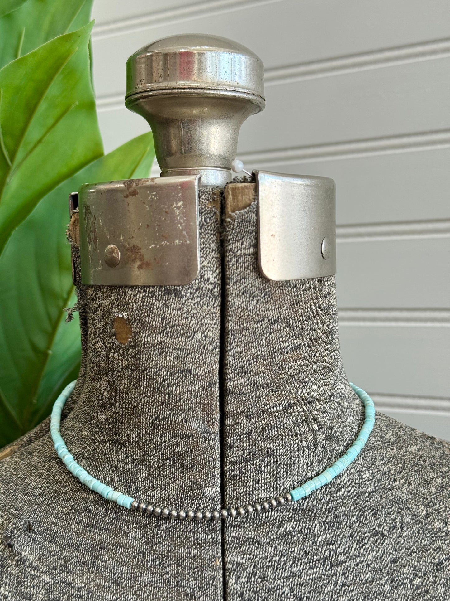 3MM Sterling Silver Navajo Pearls & Magnesite Turquoise Necklace