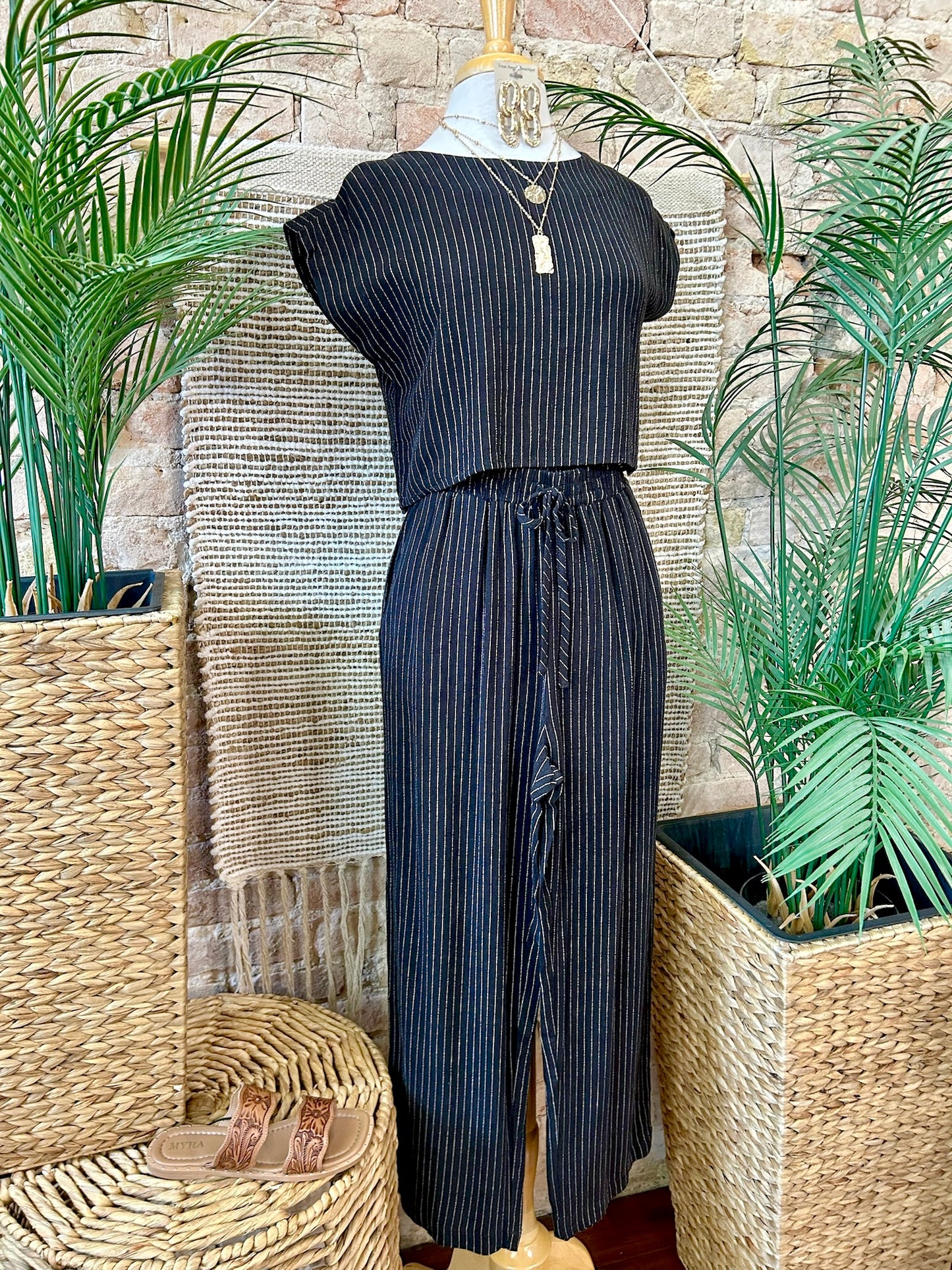 50% Off - On Lake Time Black Linen Pants