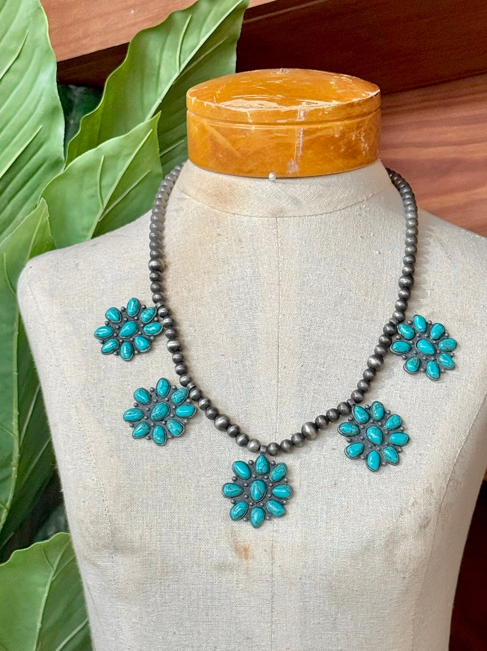Turquoise Concho Necklace