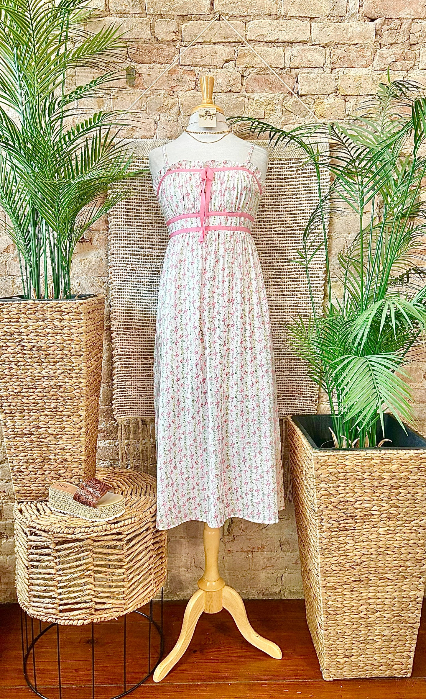 Bows & Pearls Pink Bow Maxi Dress