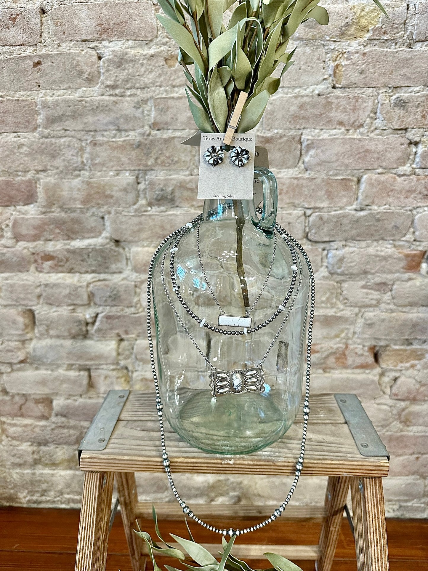 34" Sterling Silver Navajo Pearls Necklace