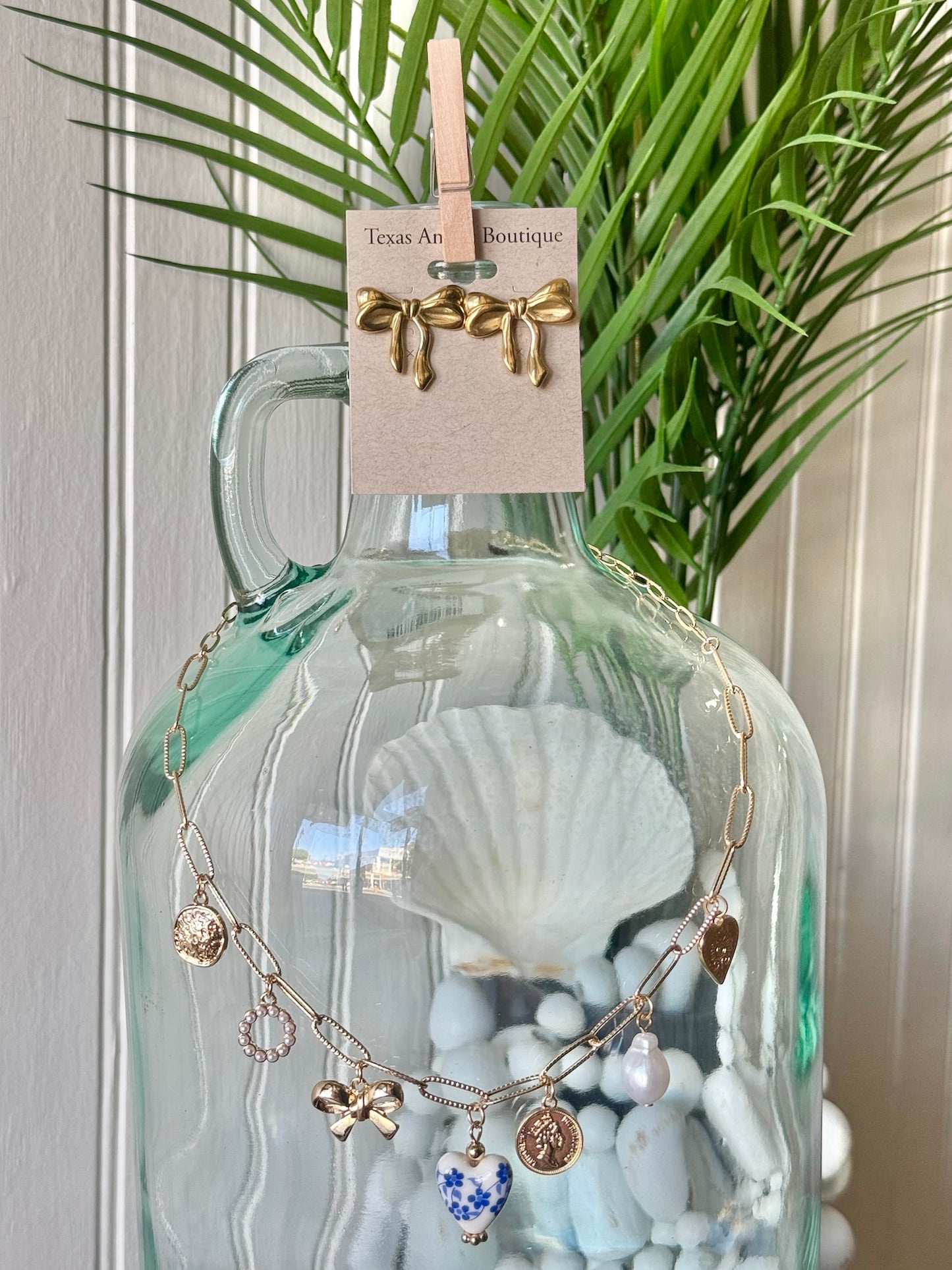 Blue Willow Gold Charm Necklace