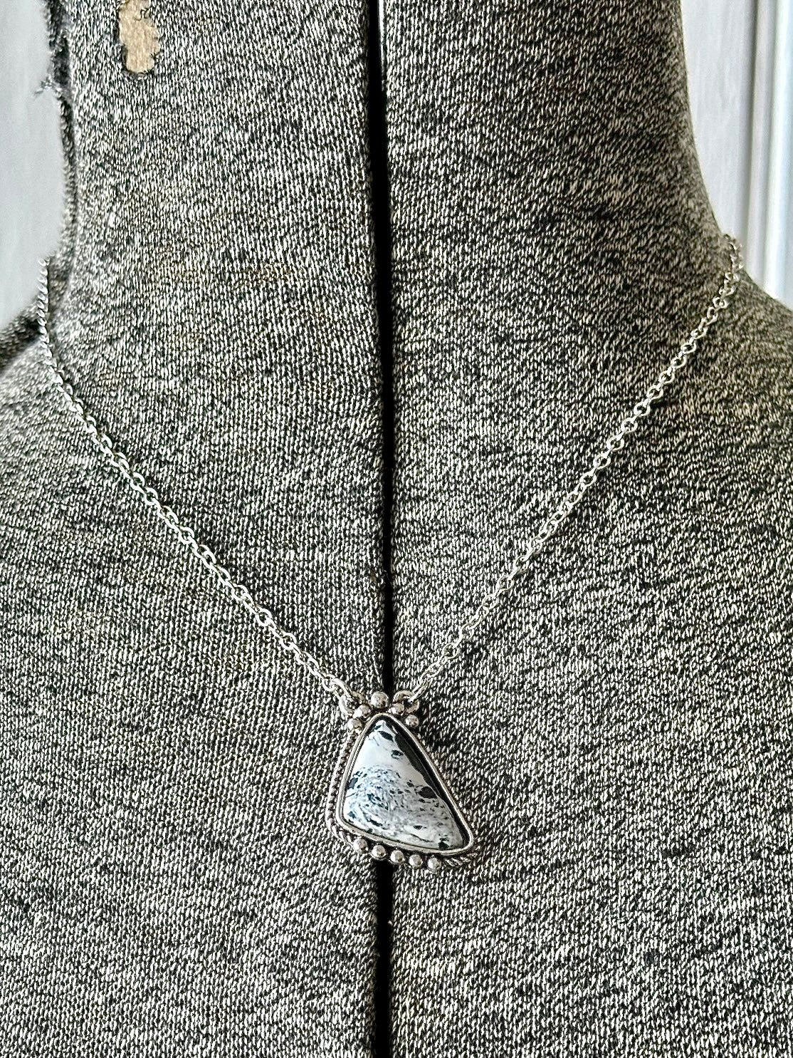 White Stone Pendant Necklace