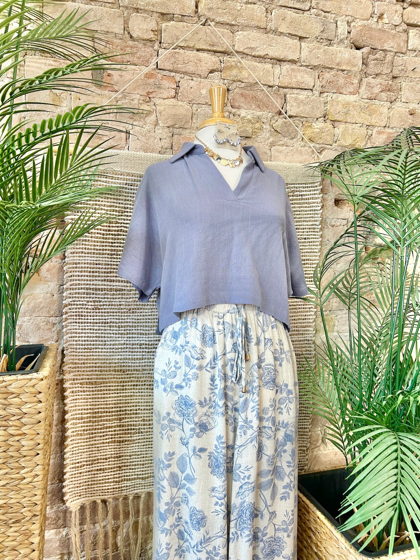 Waterfront Blue Linen Blouse