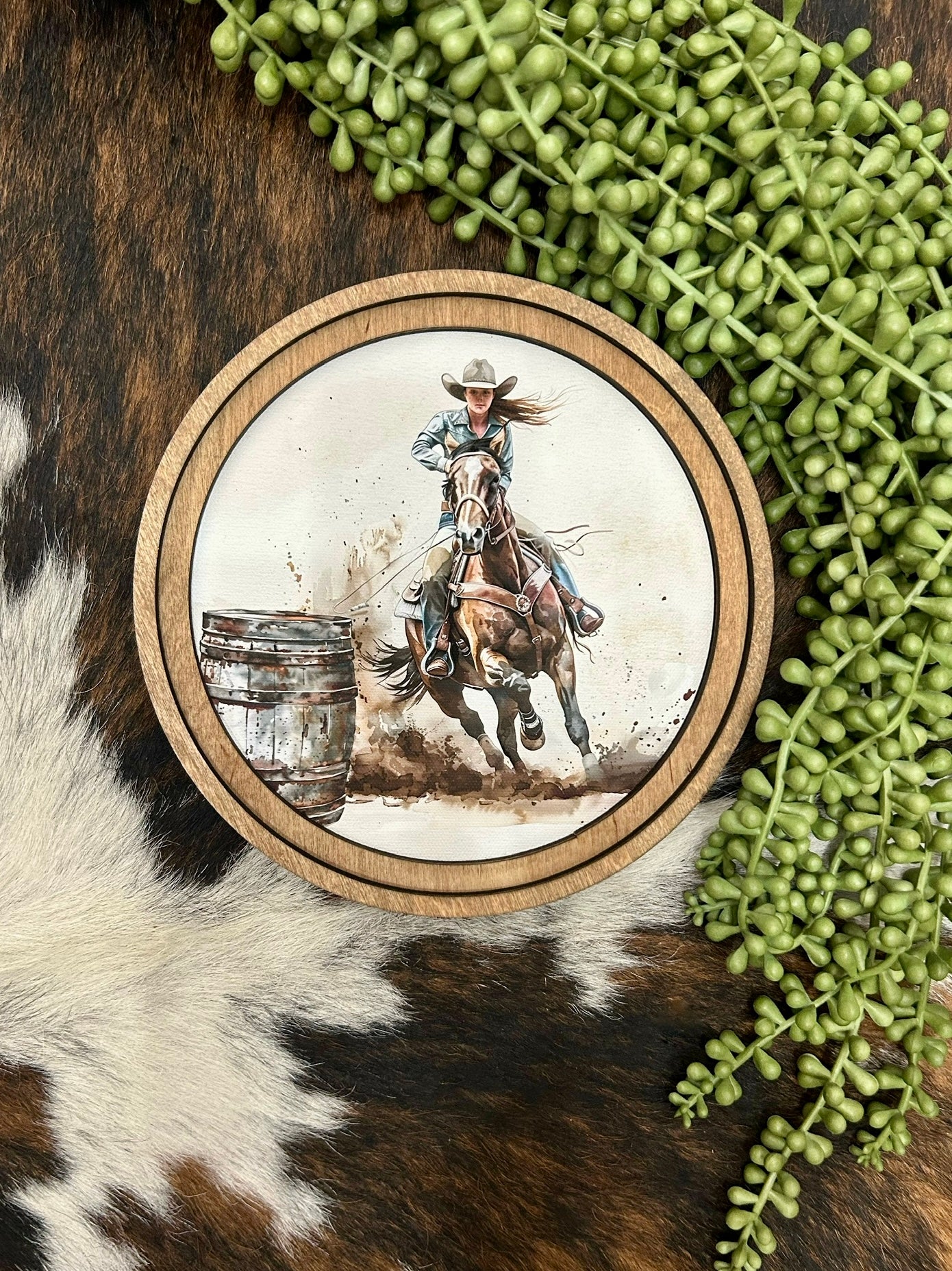 Round Barrel Racer Canvas Decor