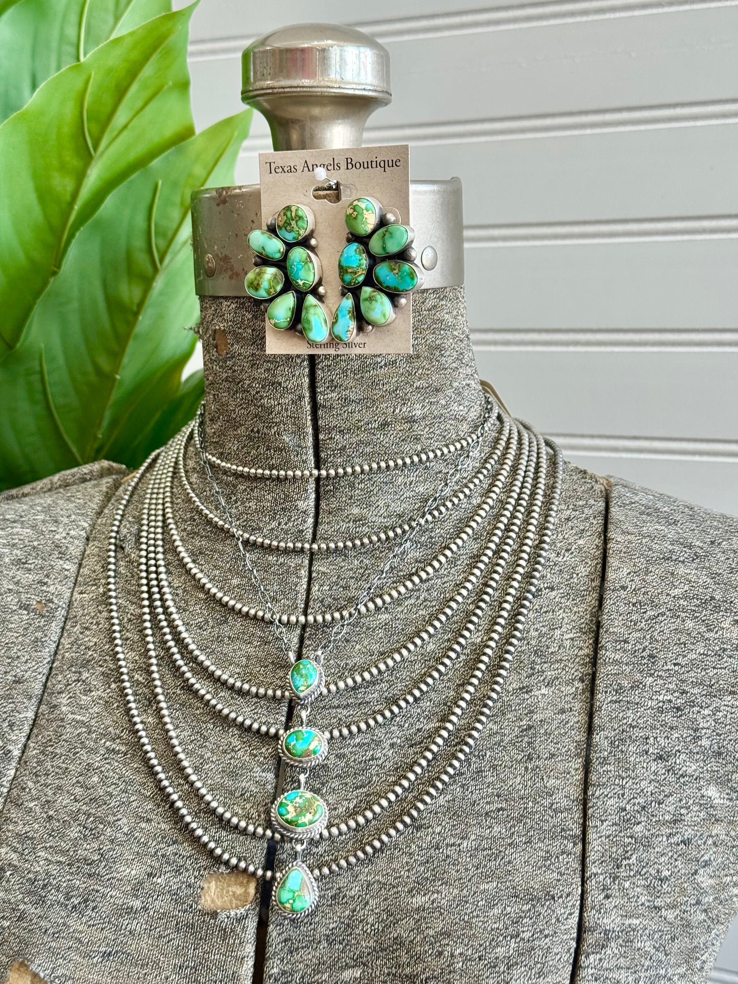 Navajo Handmade Sterling Silver Sonoran Gold Turquoise Lariat Bar Necklace