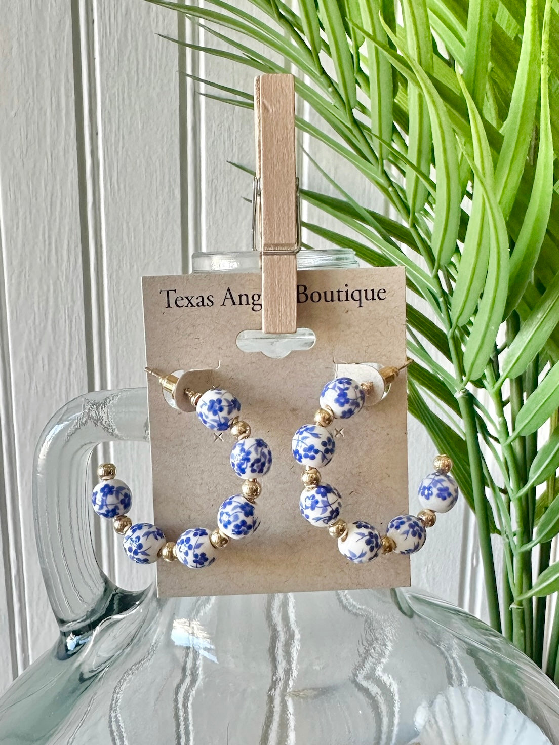 Blue Willow Hoop Earrings