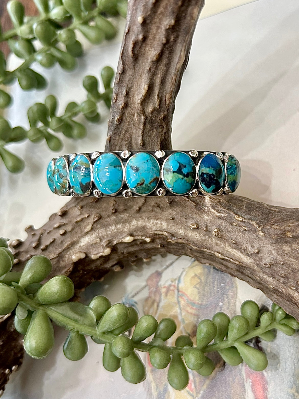 Sterling Silver Mixed Turquoise Cuff