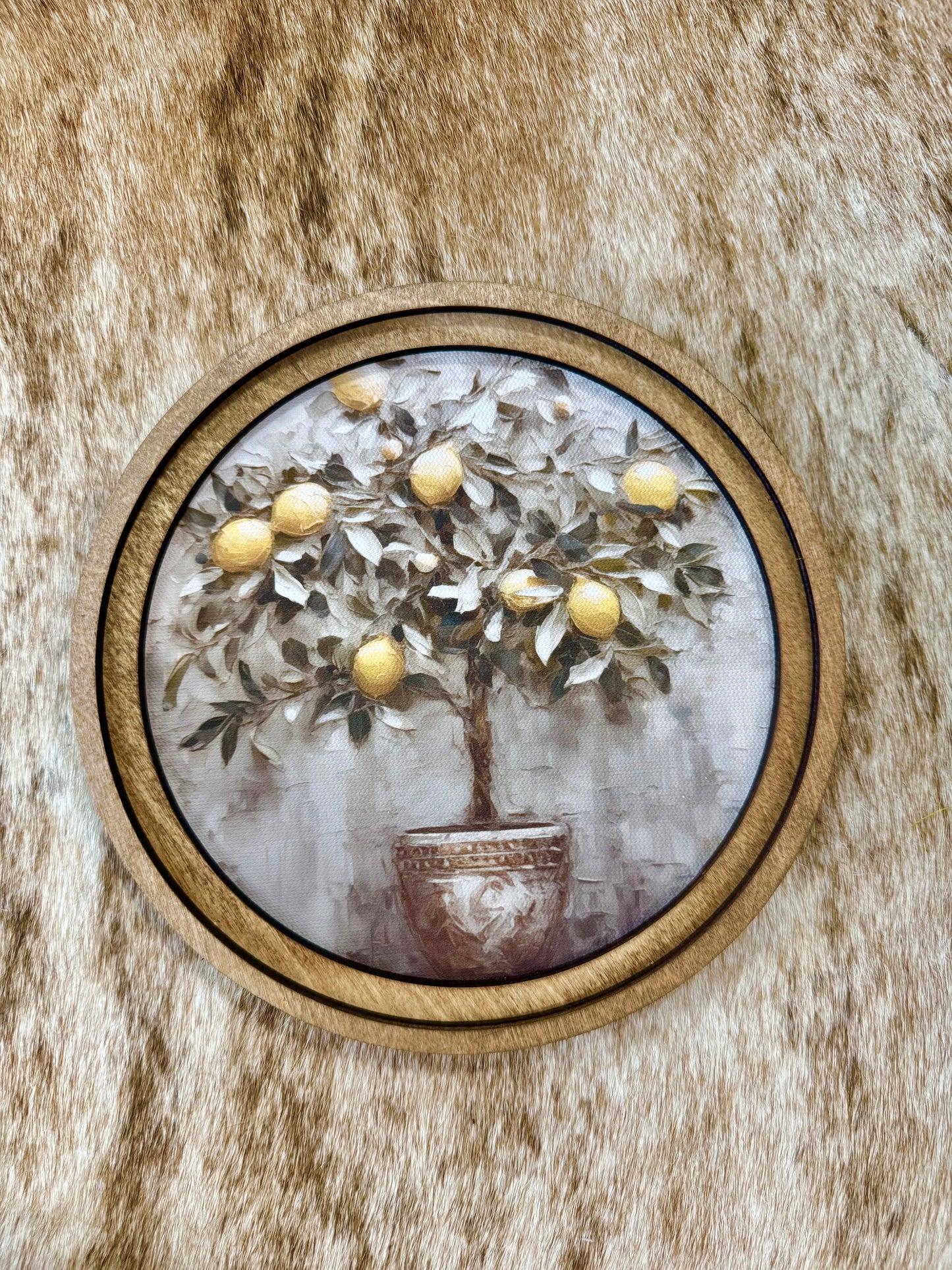 Round Lemon Tree Canvas Decor