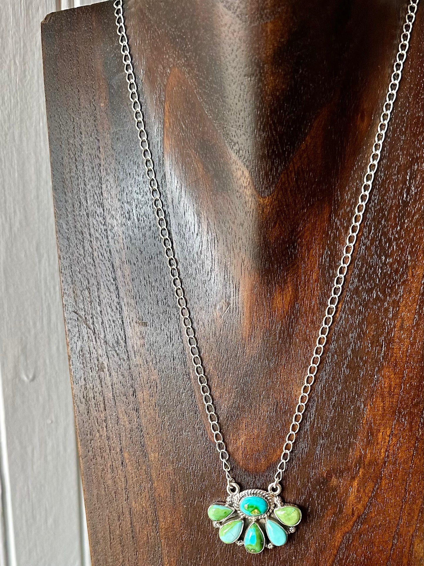 Sterling Silver & Genuine Turquoise Necklace