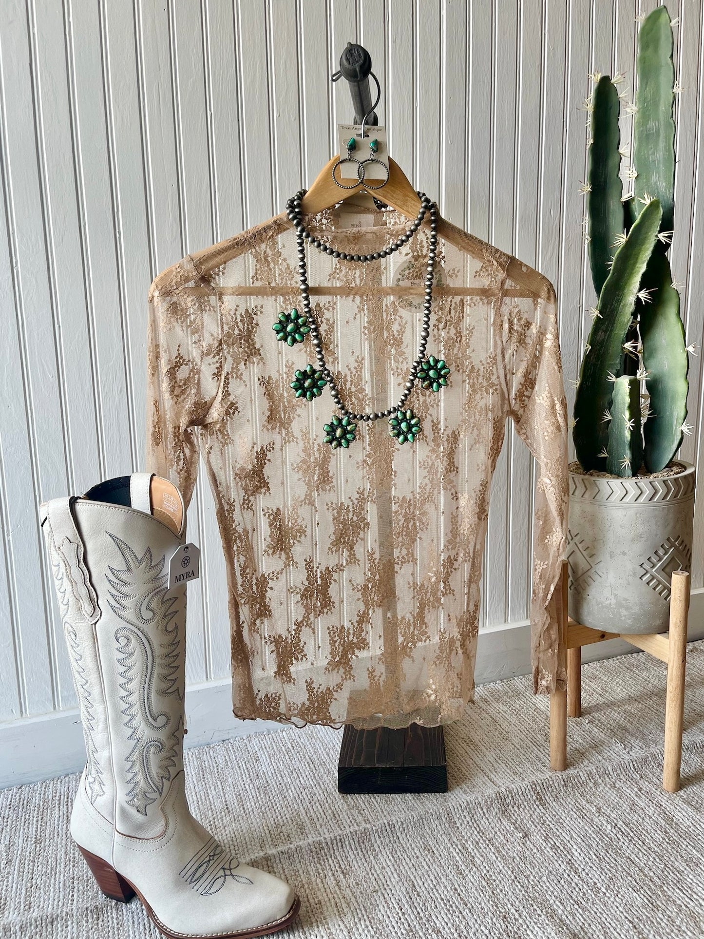 Lovely In Lace Light Brown Lace Top
