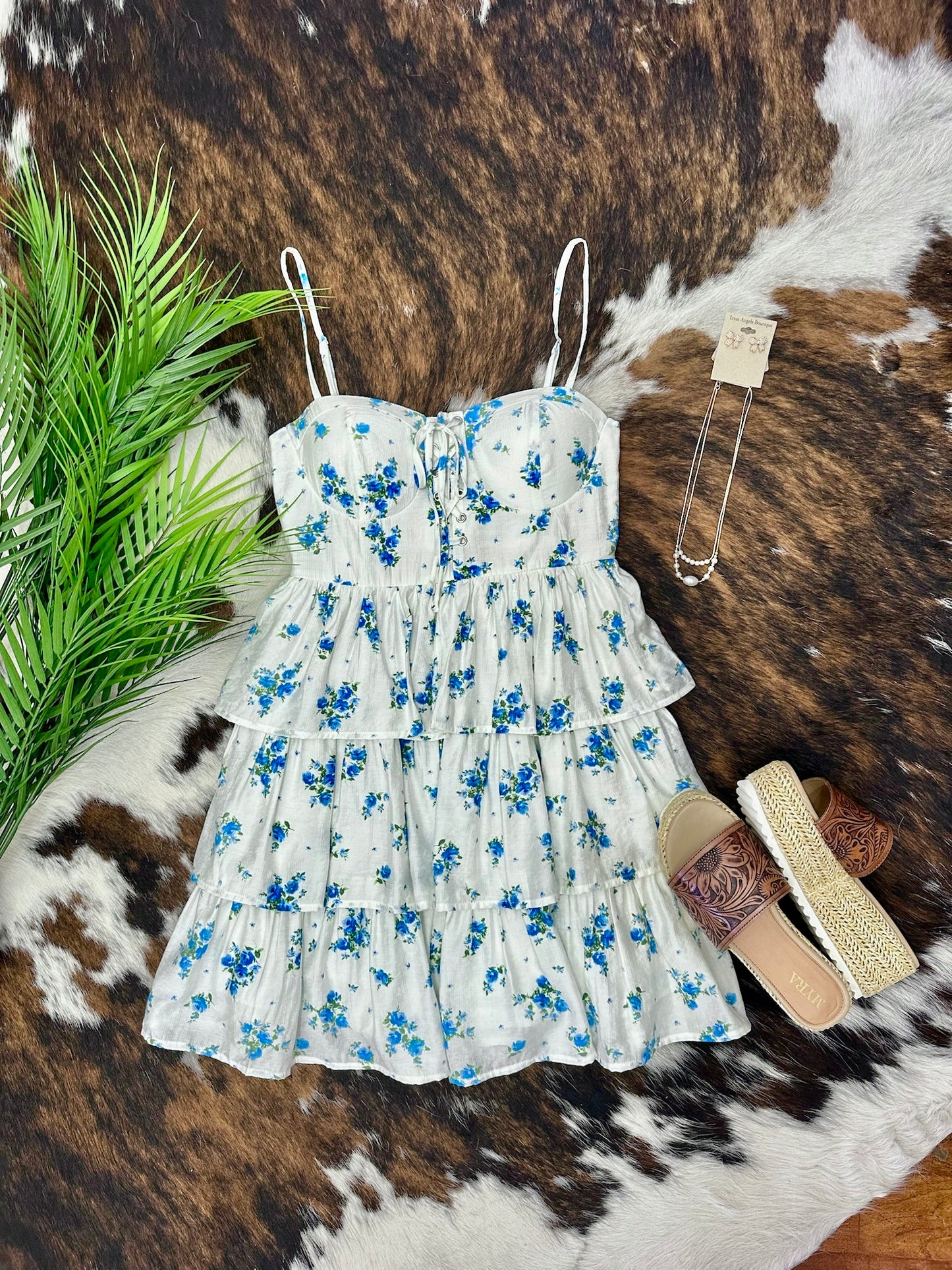 Barefoot On A Boat Blue Floral Dress