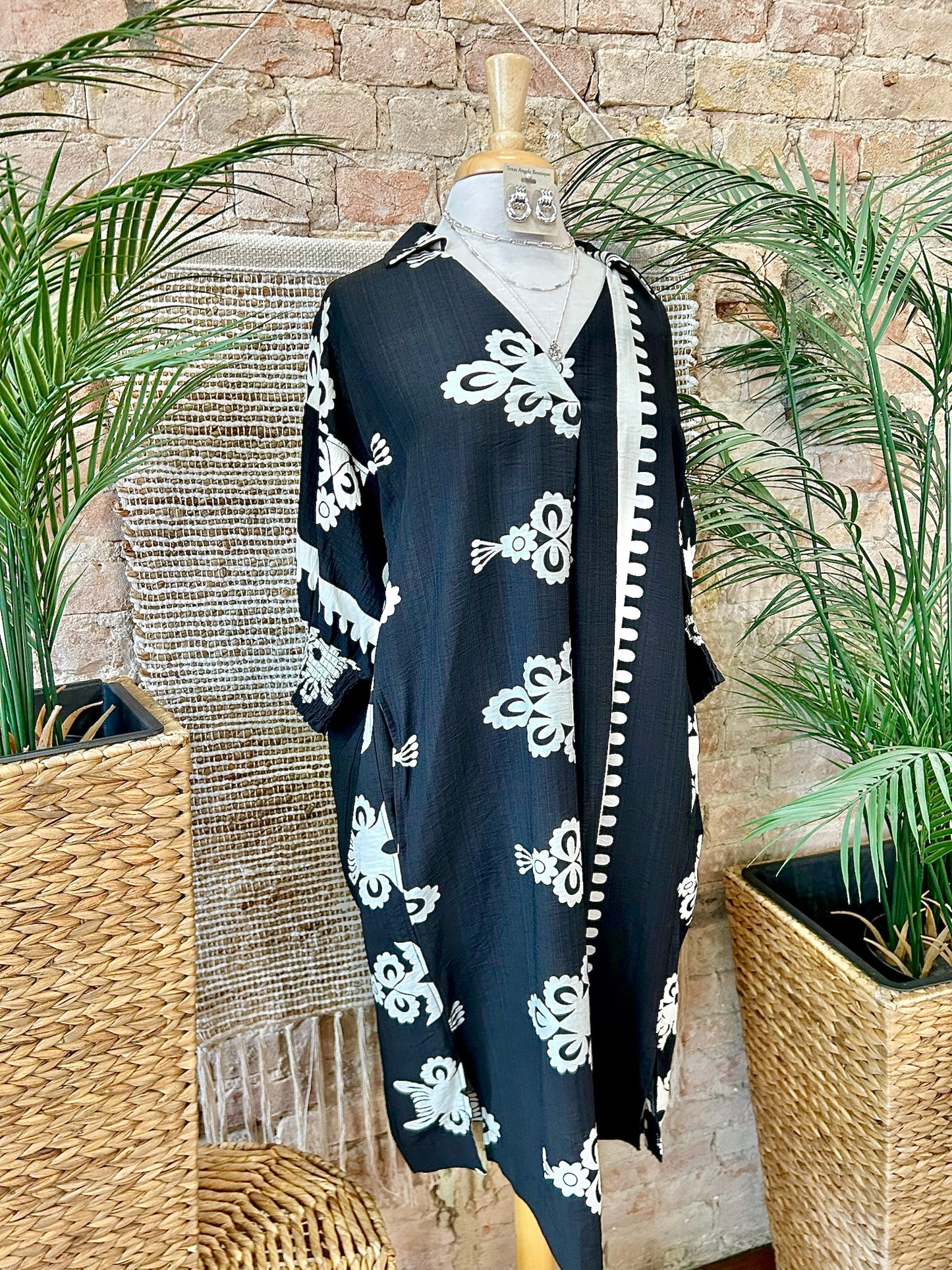 40% Off - At Your Pace Black Boho Print Dress