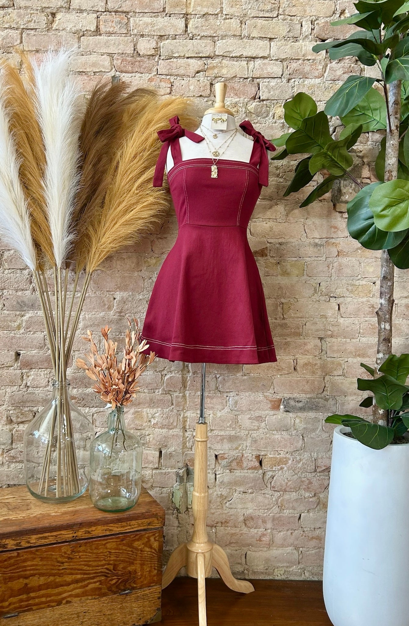 Gonna Be A Lil Late Burgundy Dress