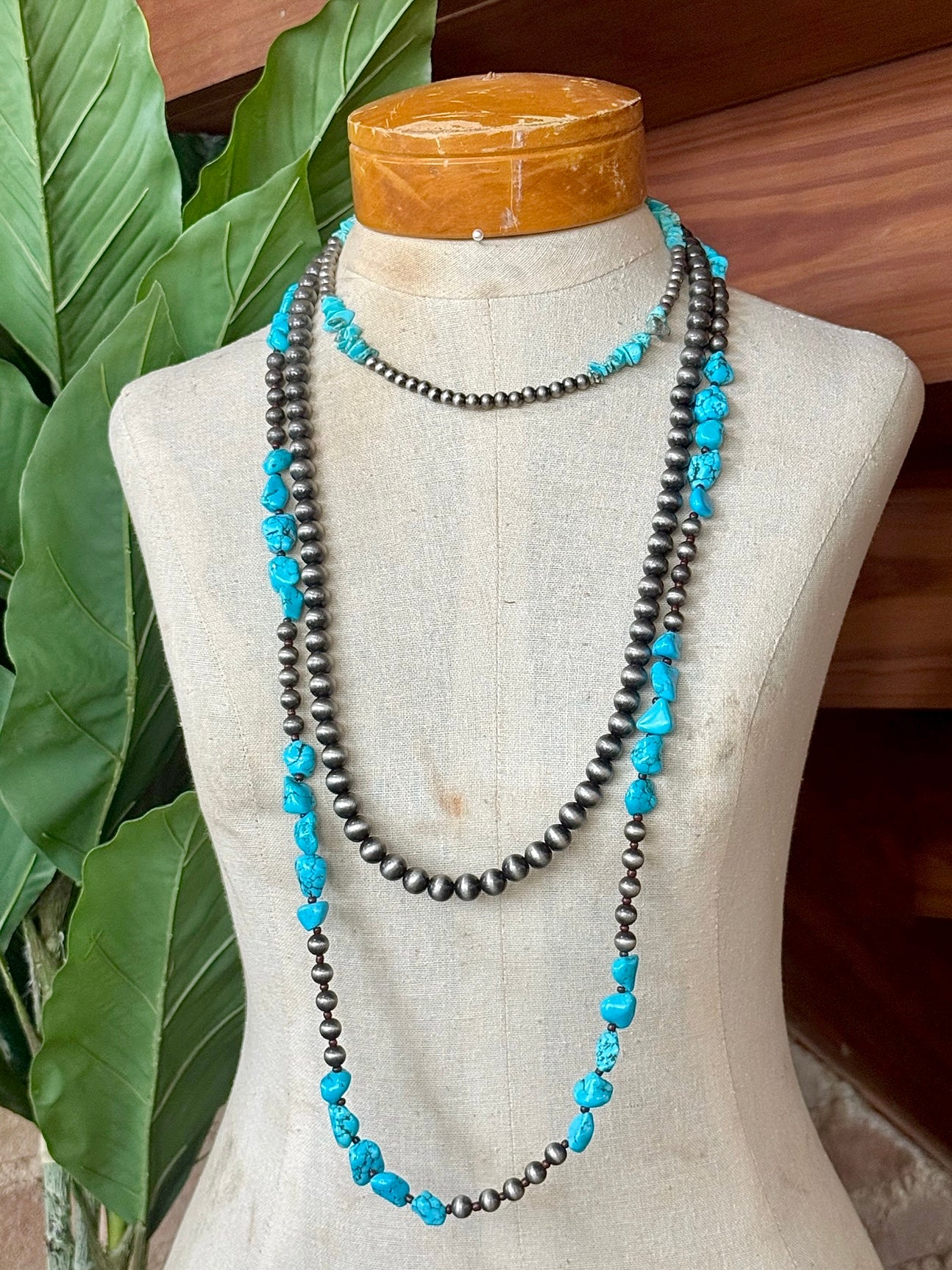 Turquoise & Silver Beaded Necklace