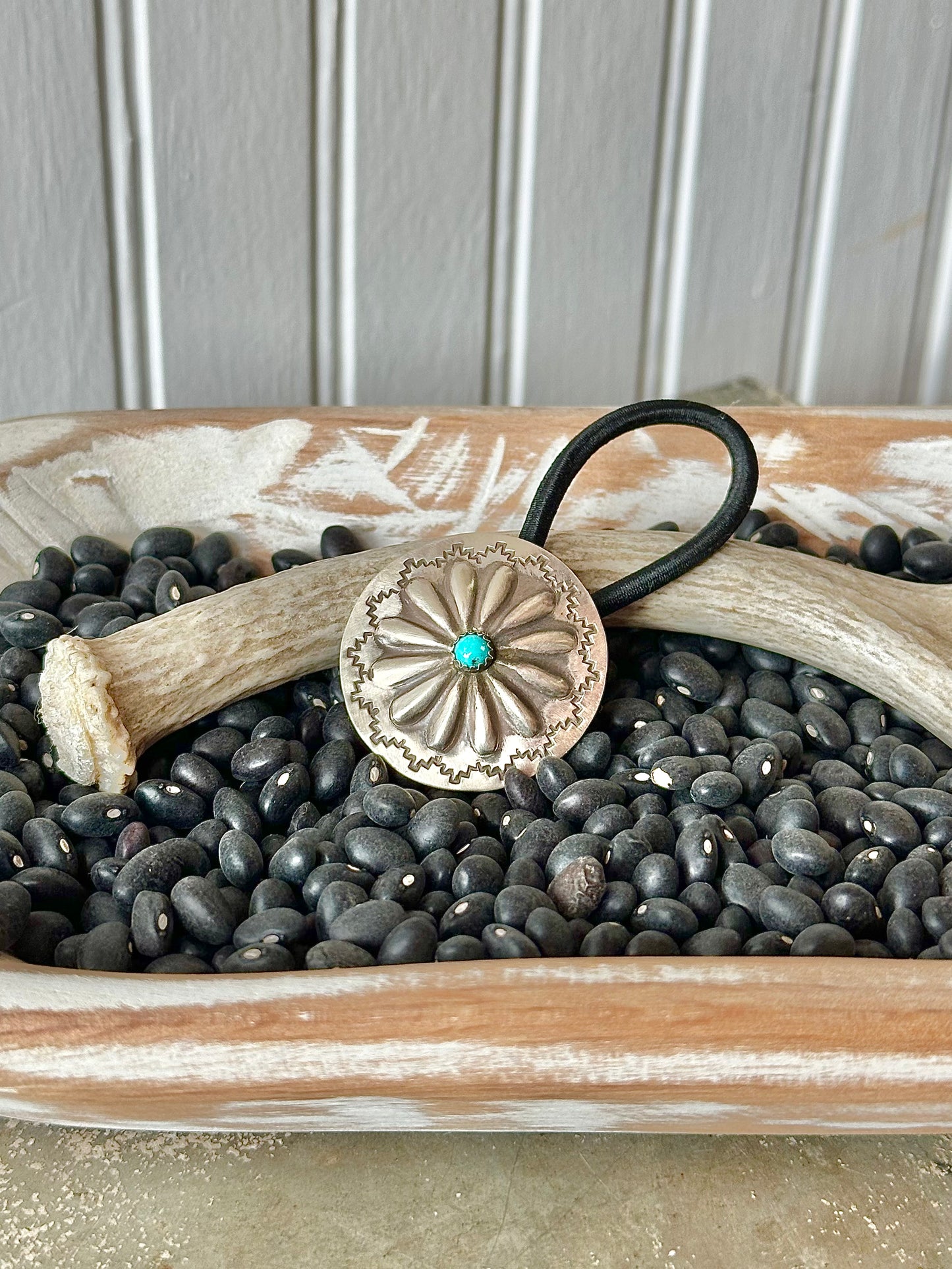 Sterling Silver Kingman Turquoise Concho Hair Tie