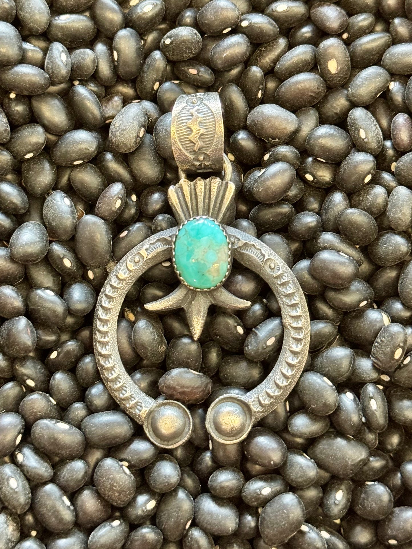 Sterling Silver Kingman Turquoise Squash Pendant