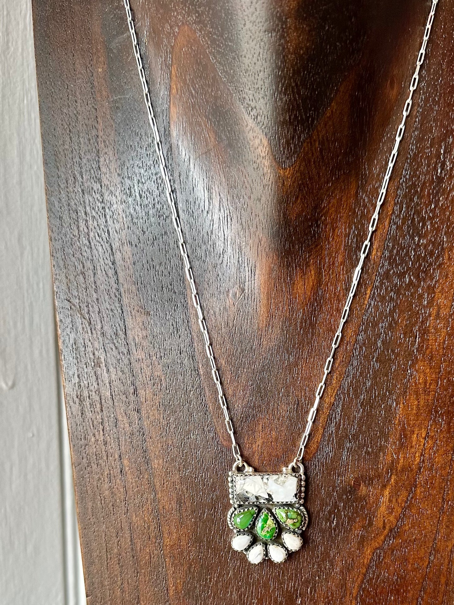 Sterling Silver Genuine Turquoise & White Buffalo Necklace