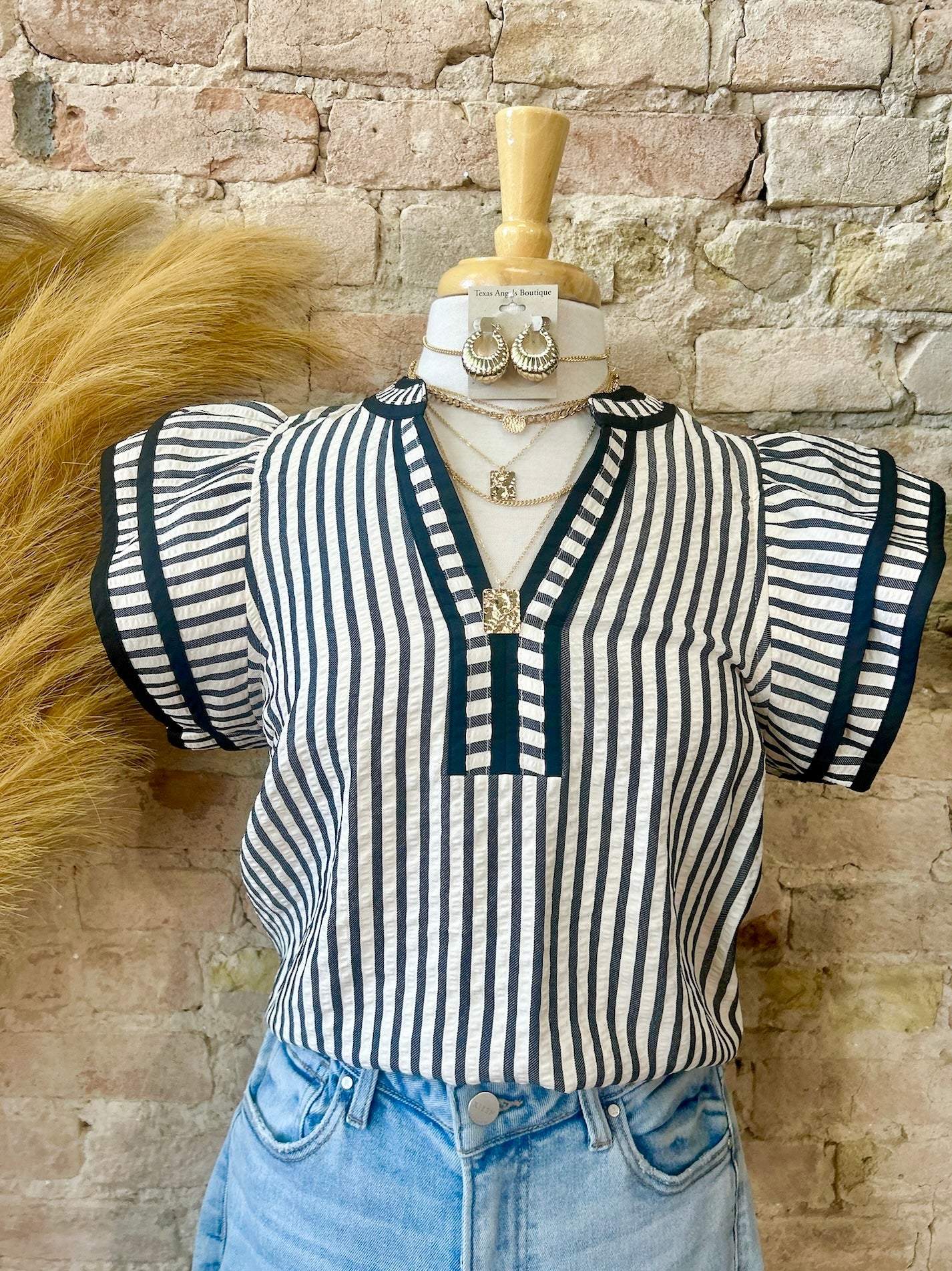 Never Been Better Black Striped Blouse