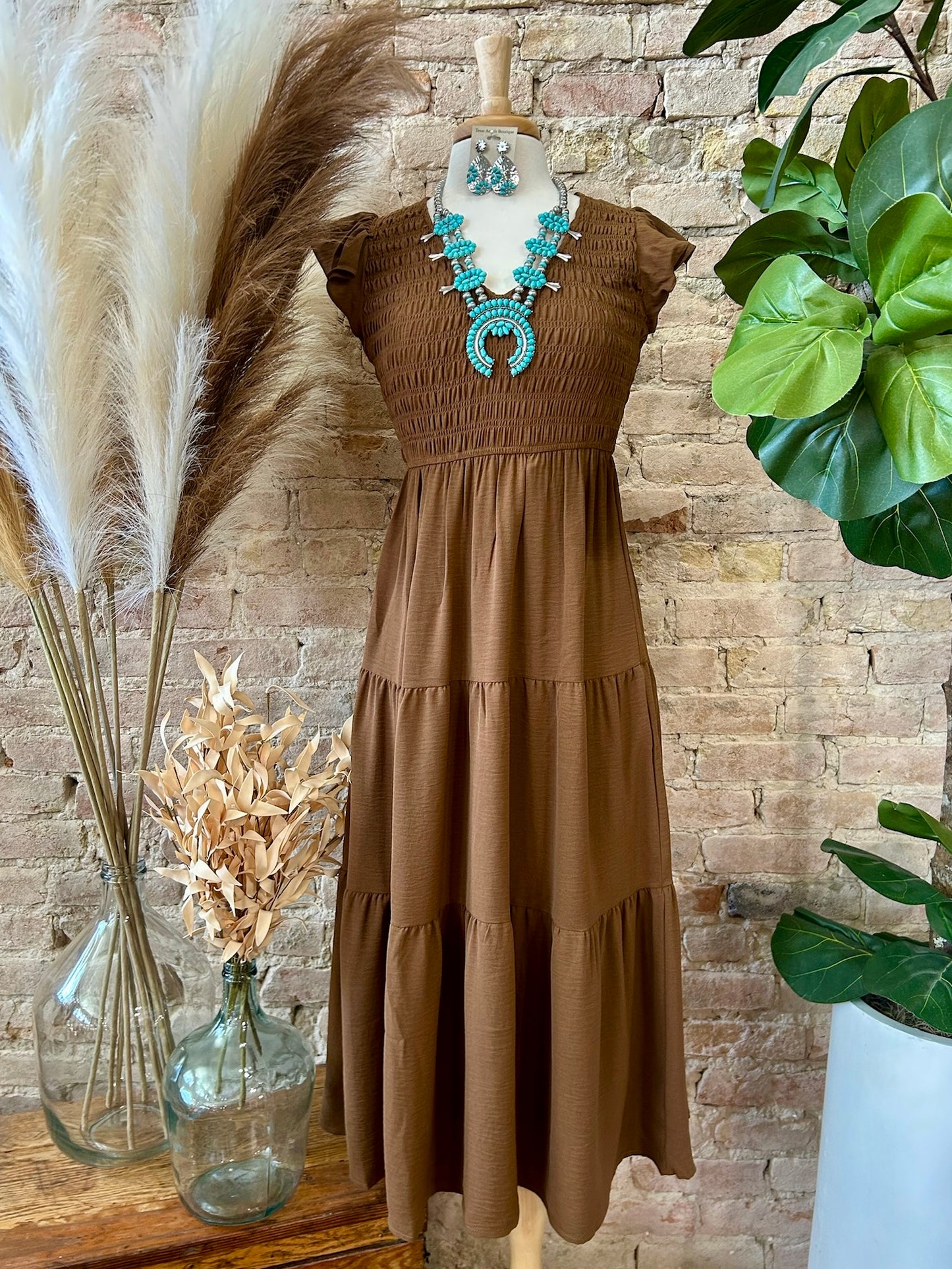 Don't Mind If You Do Brown Mid Maxi Dress