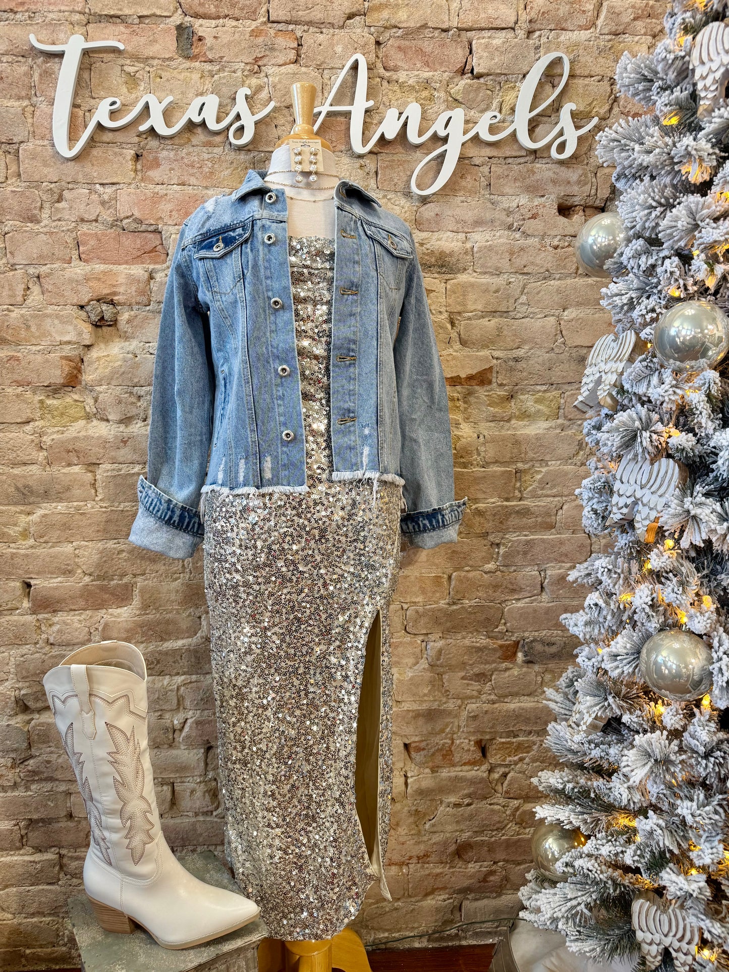 50% Off - Shine Bright Silver Sequin Mid Maxi