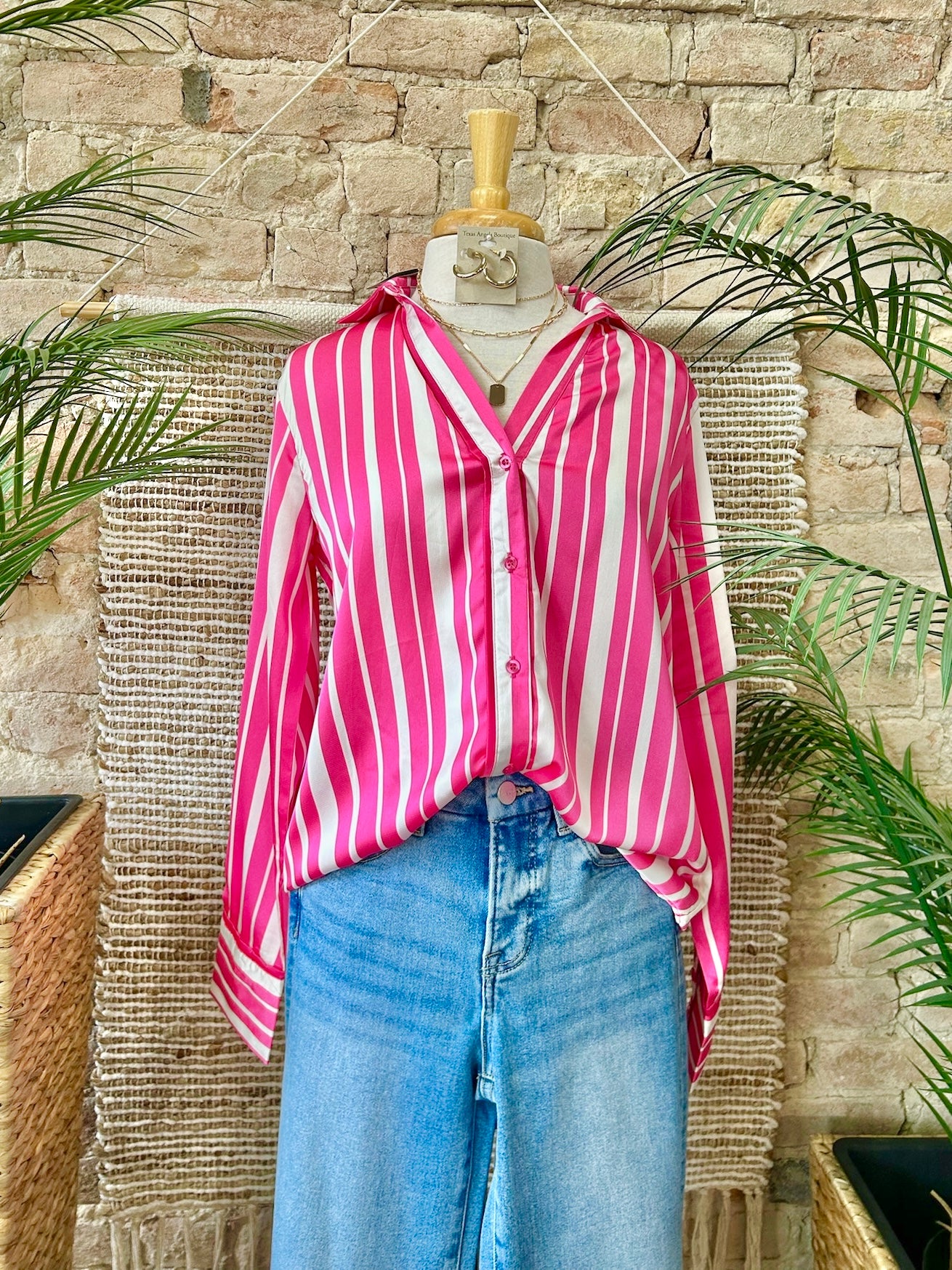 Hi Sugar Hot Pink Satin Blouse